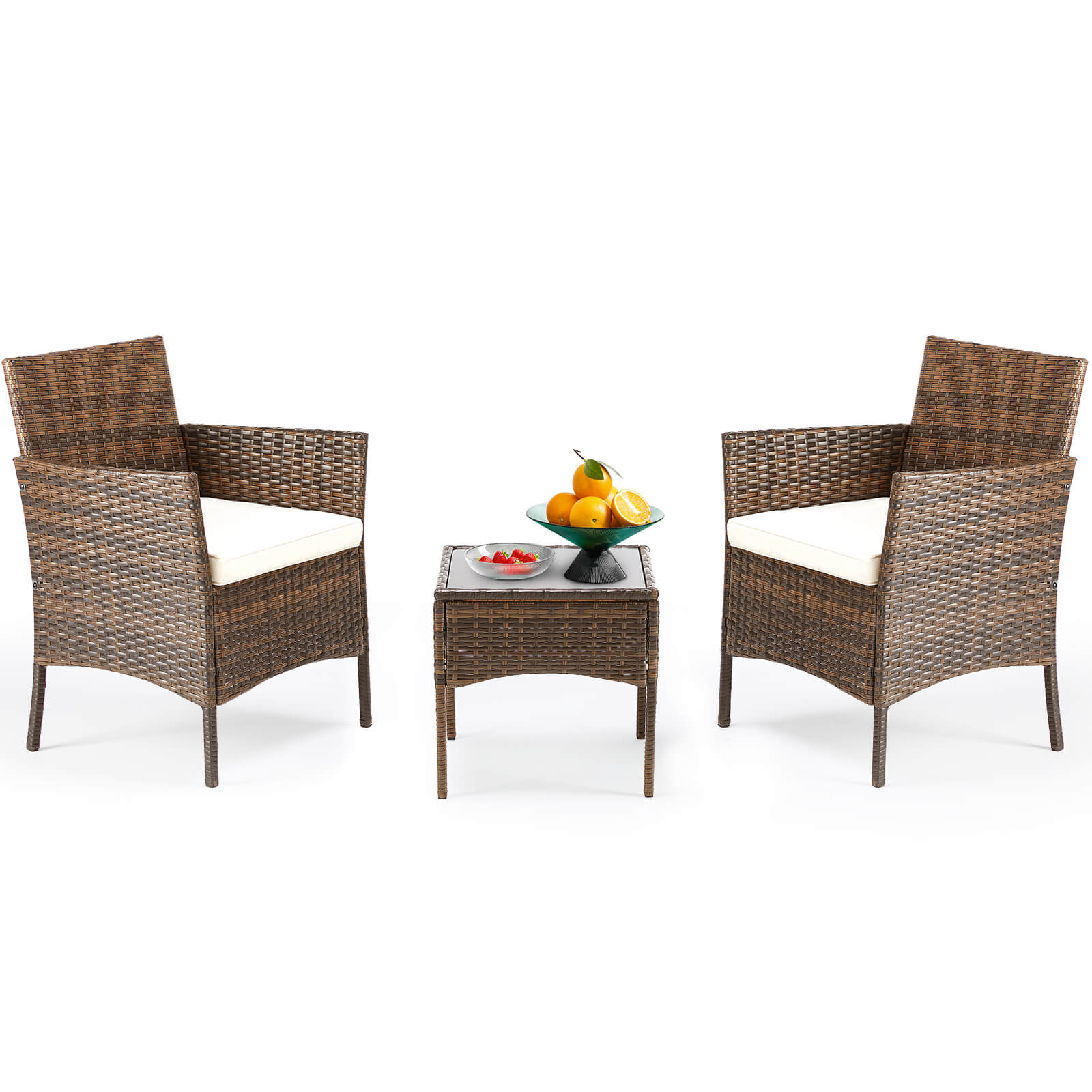 Brown Gray Resin Wicker Patio Rattan Set