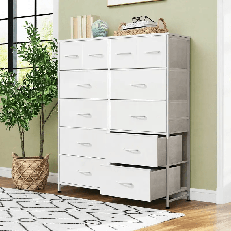 WareBay 12-Drawer Fabric Dresser with Wooden Top for Bedroom & Closet Storage