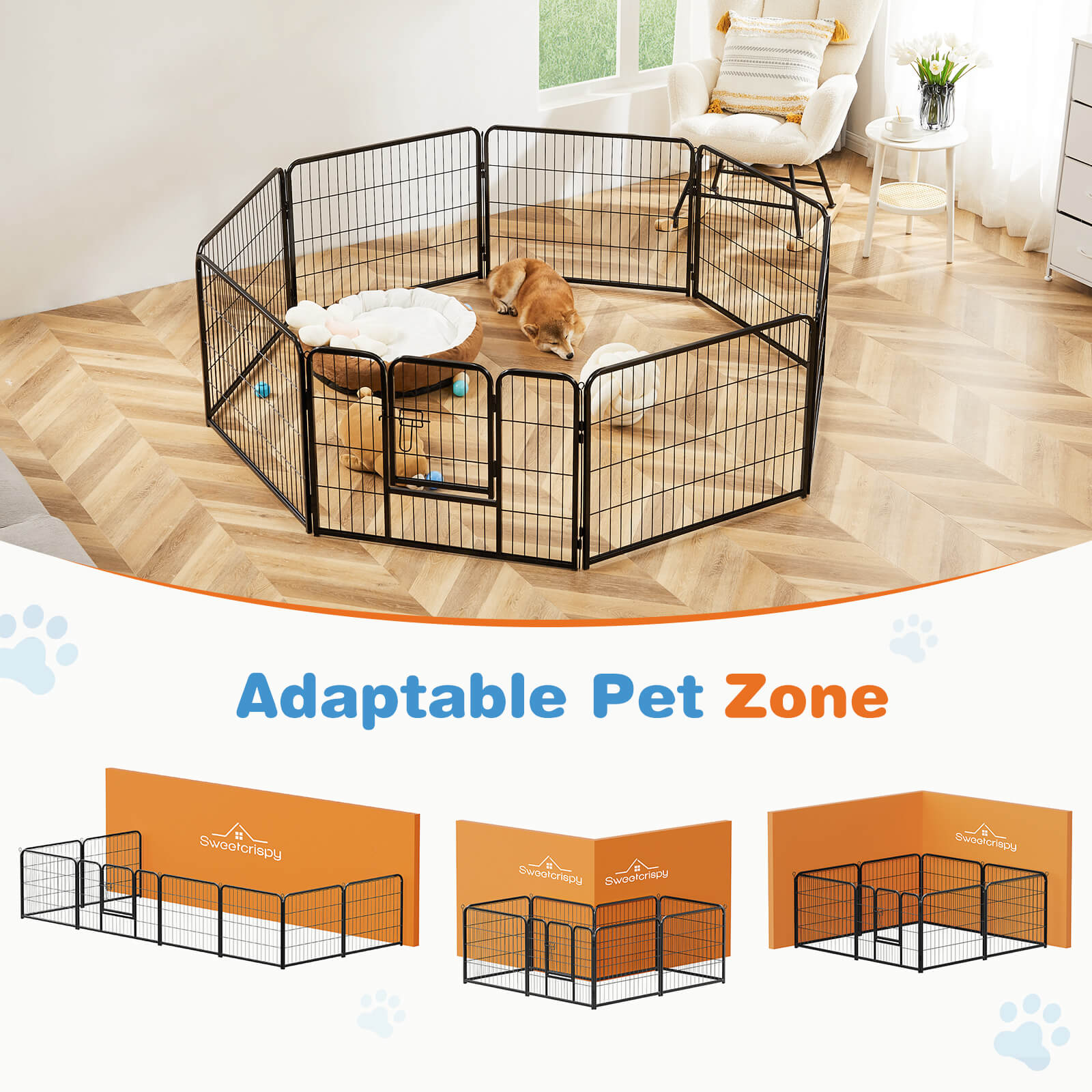 Collapsible Metal Dog Playpen Fence