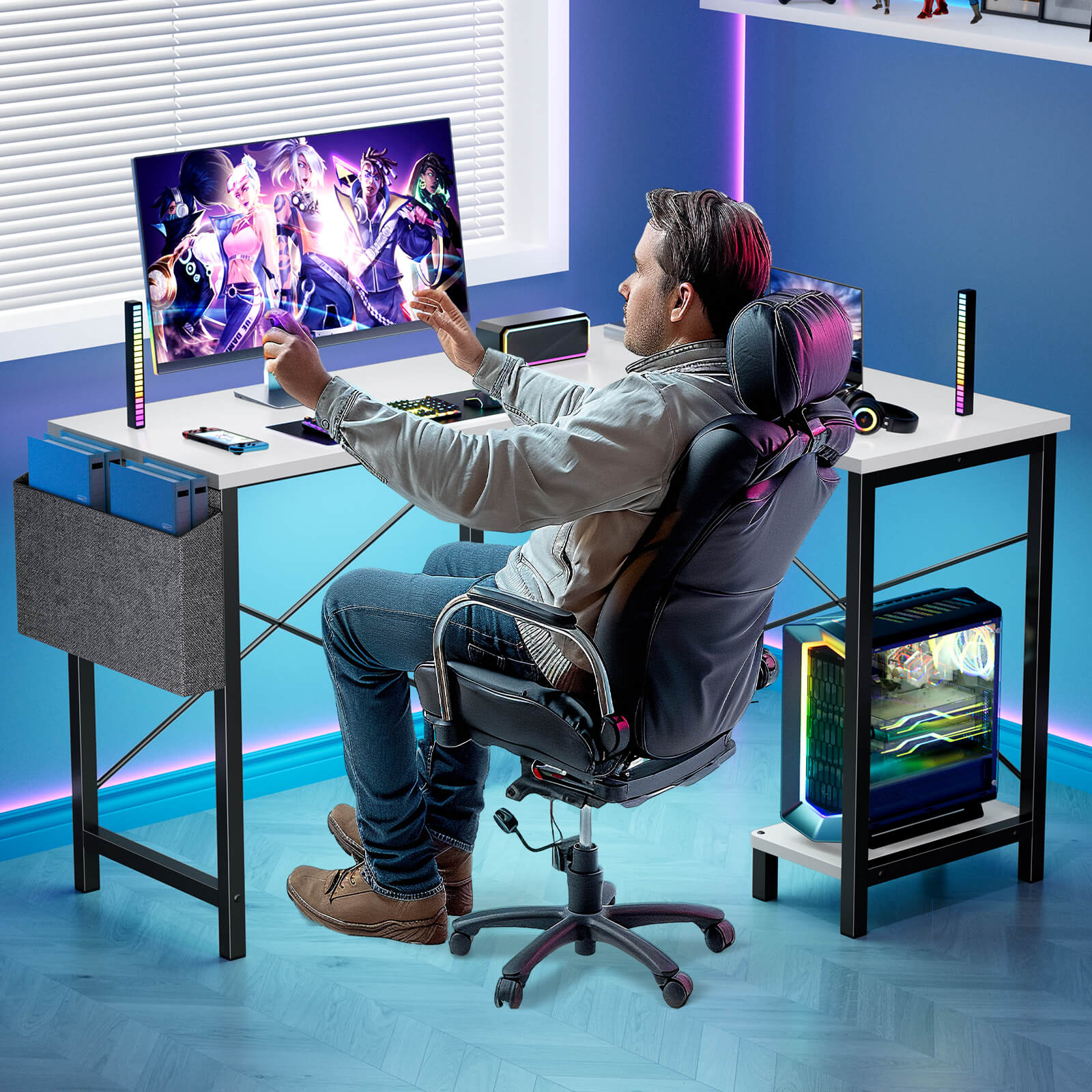 L-Shaped Wood Top Gaming Desk