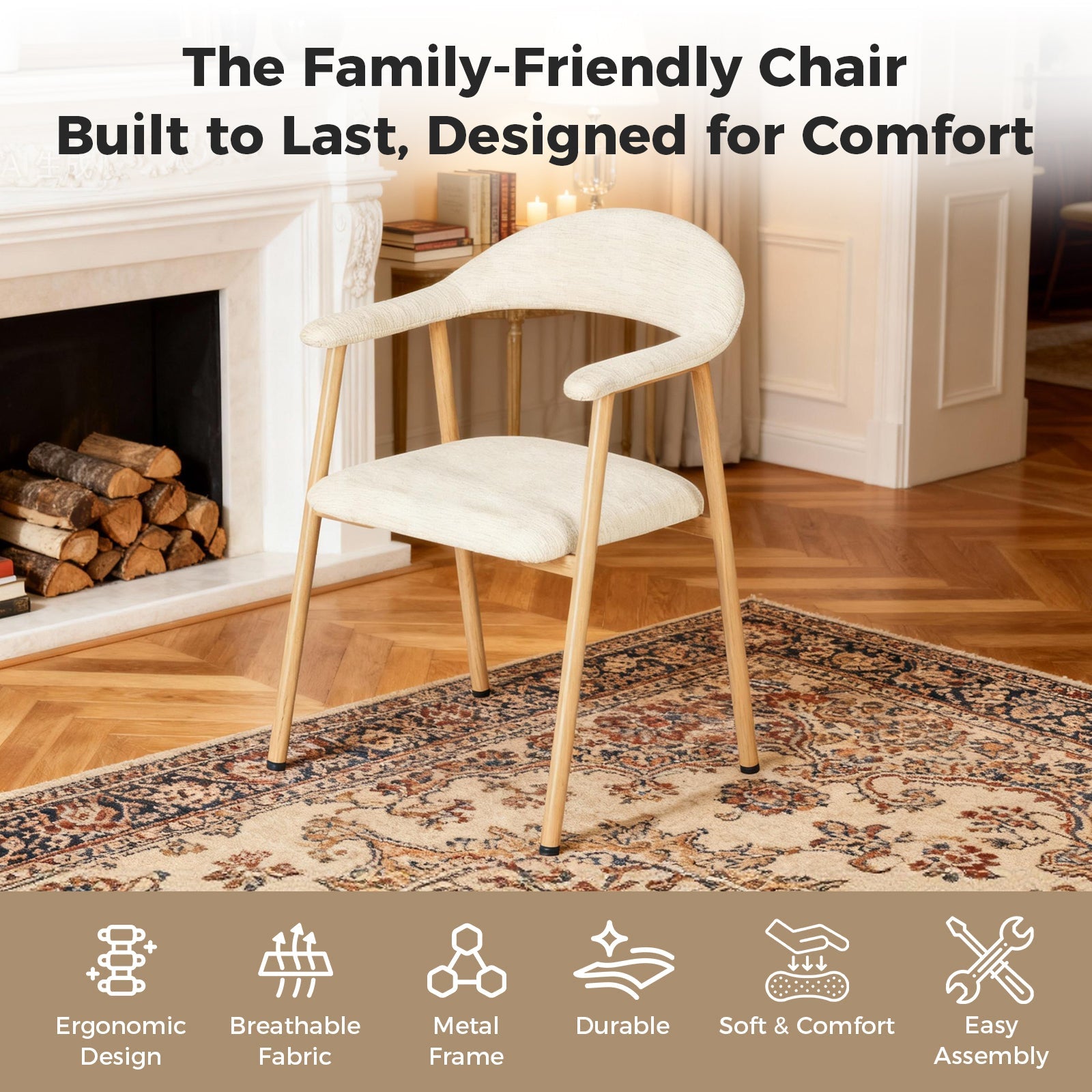 Upholstered Armchair Dining Chairs Set of 2