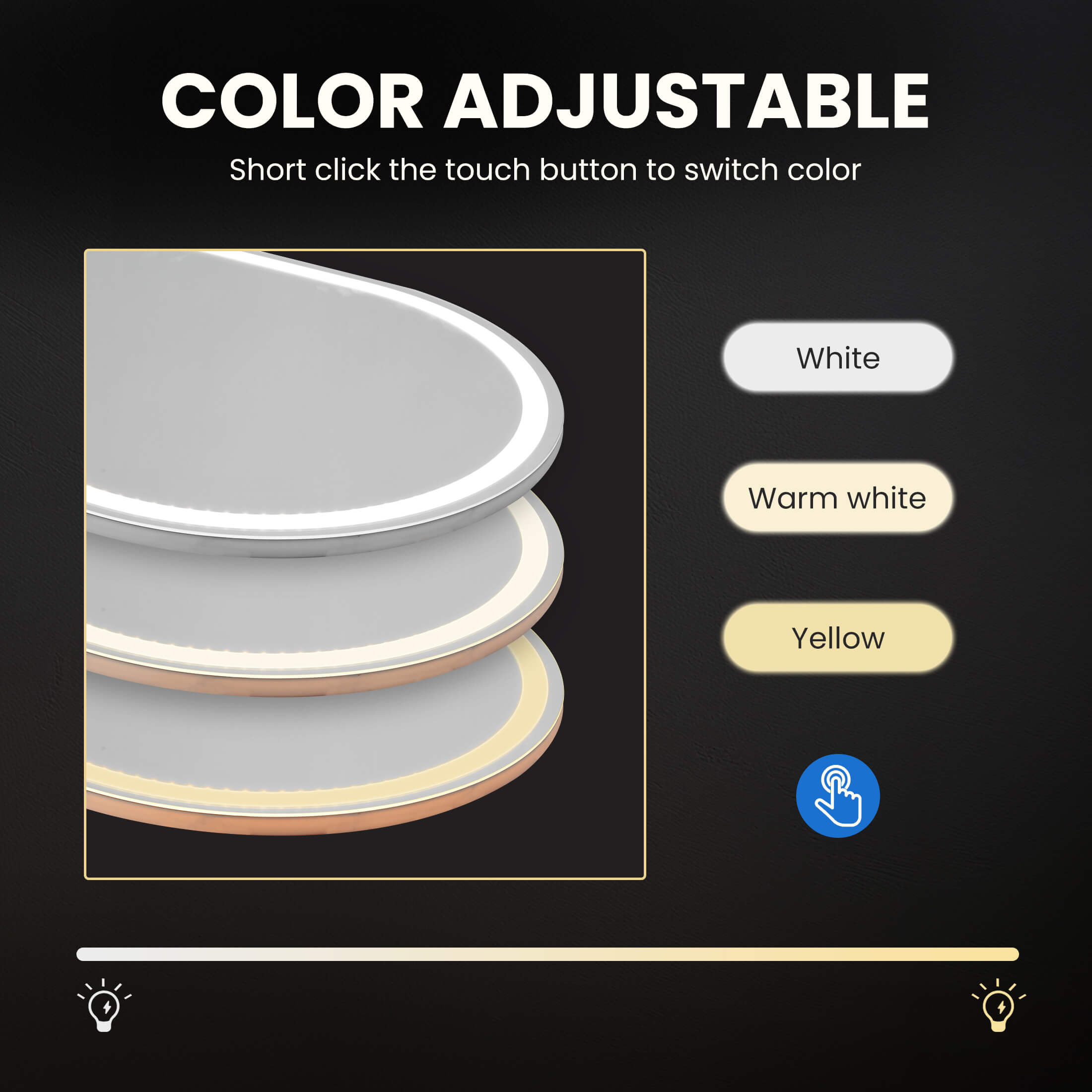 3-Color LED Illuminated Vanity Mirror