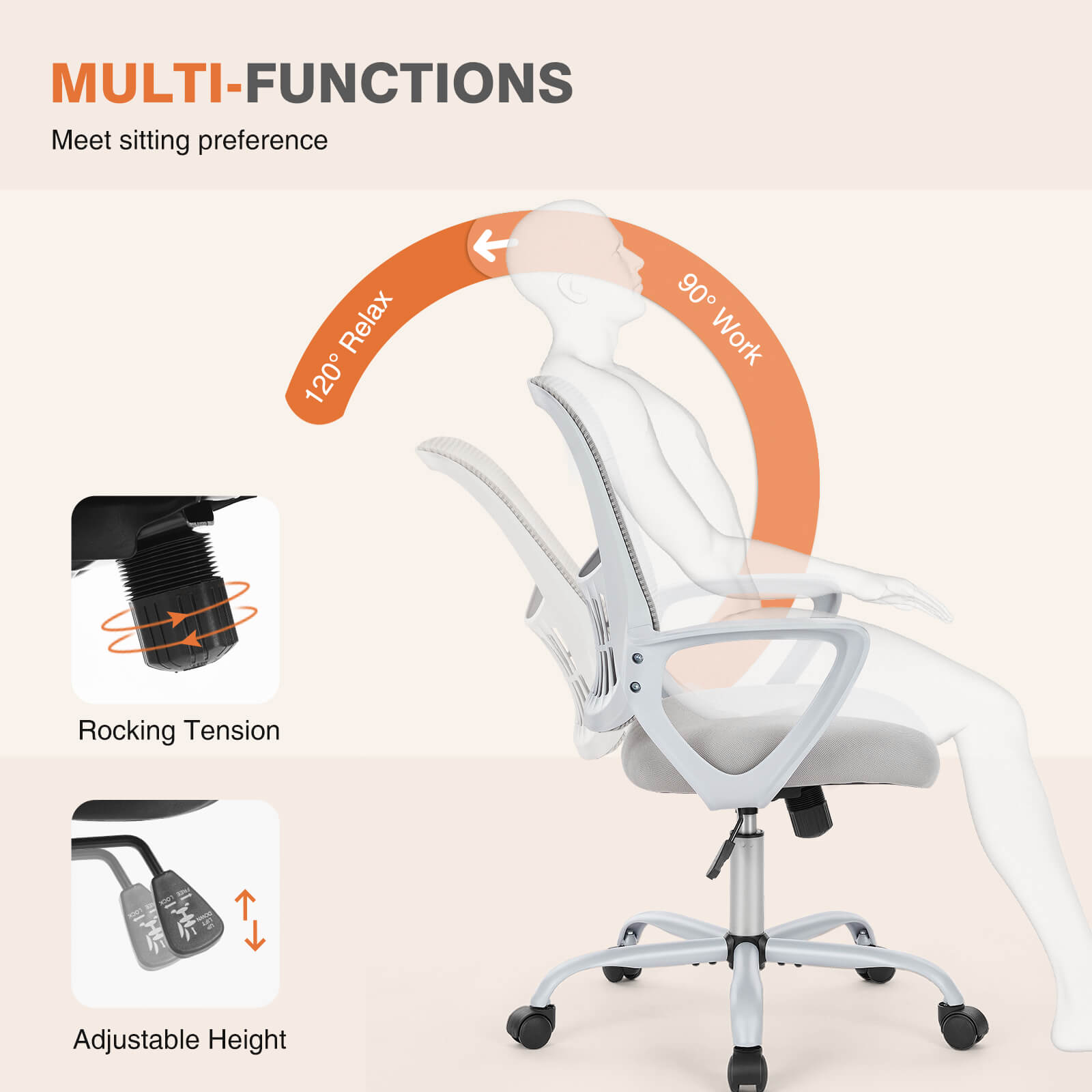 Ergonomic Mesh Drafting Office Chair
