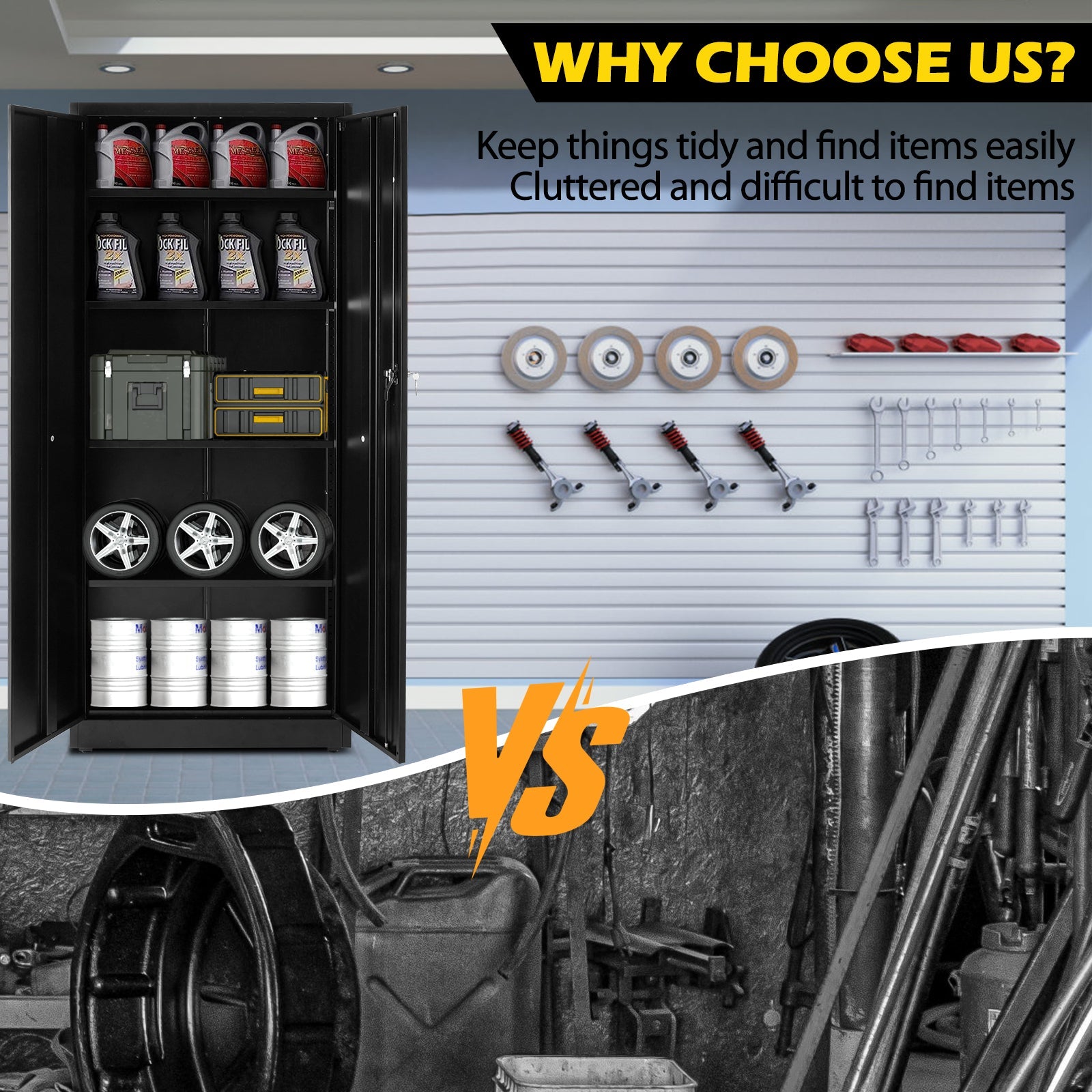 Lockable Steel Storage Cabinet with Wheels