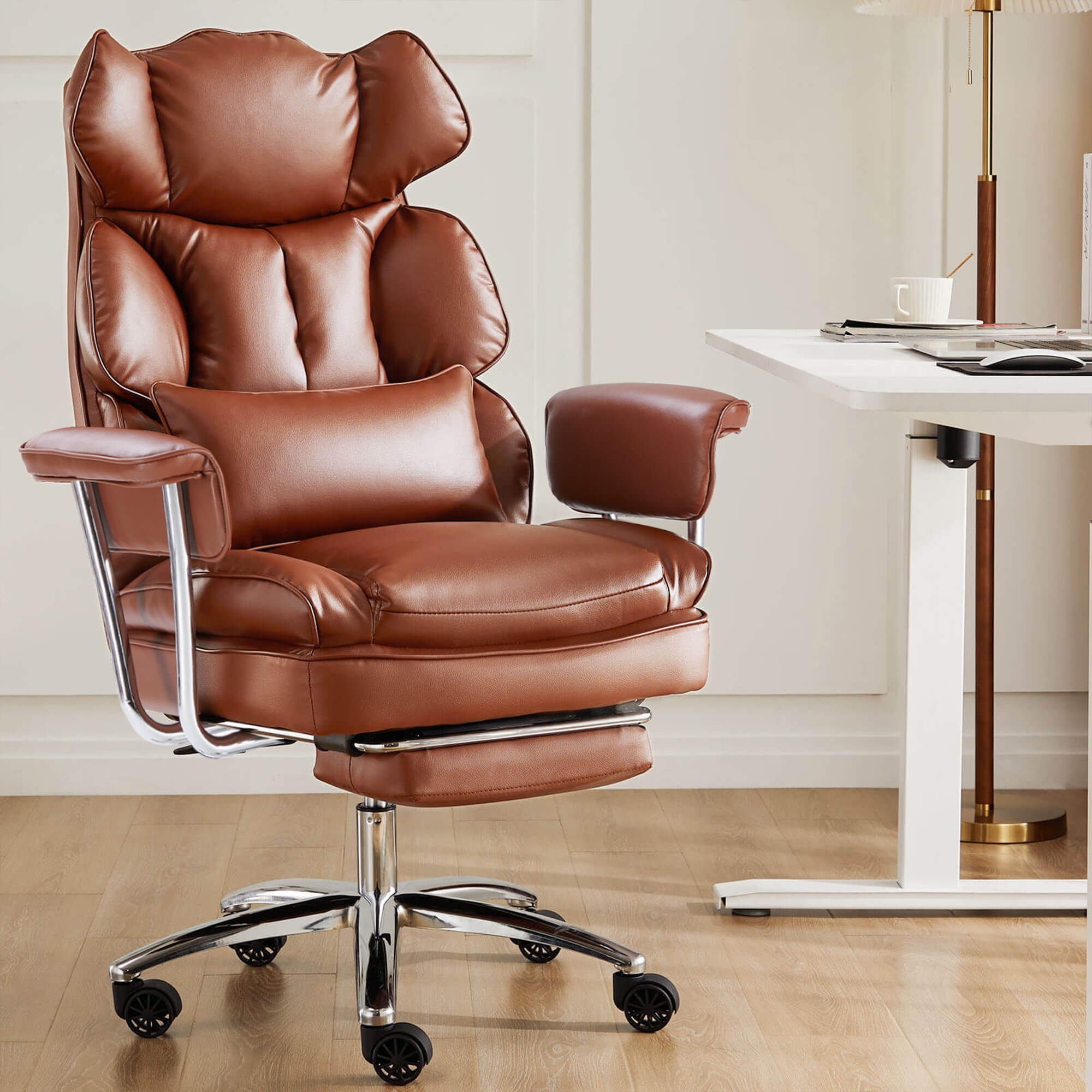 Leather Executive Chair with Footrest