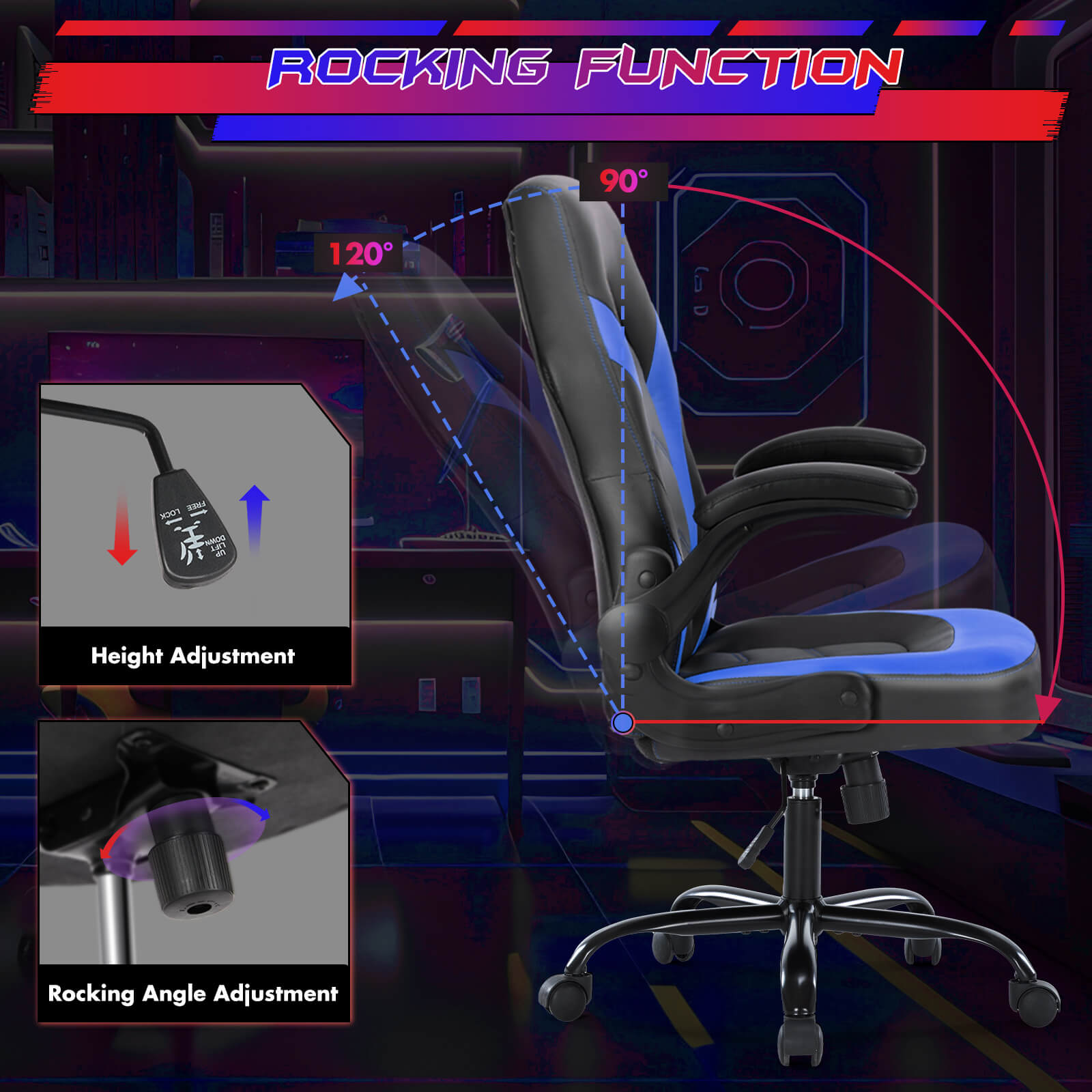 Leather Gaming Chair Height Adjustable