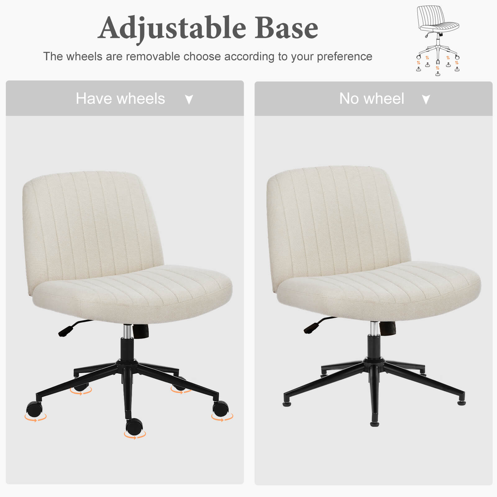 Armless Adjustable Plank Office Chair