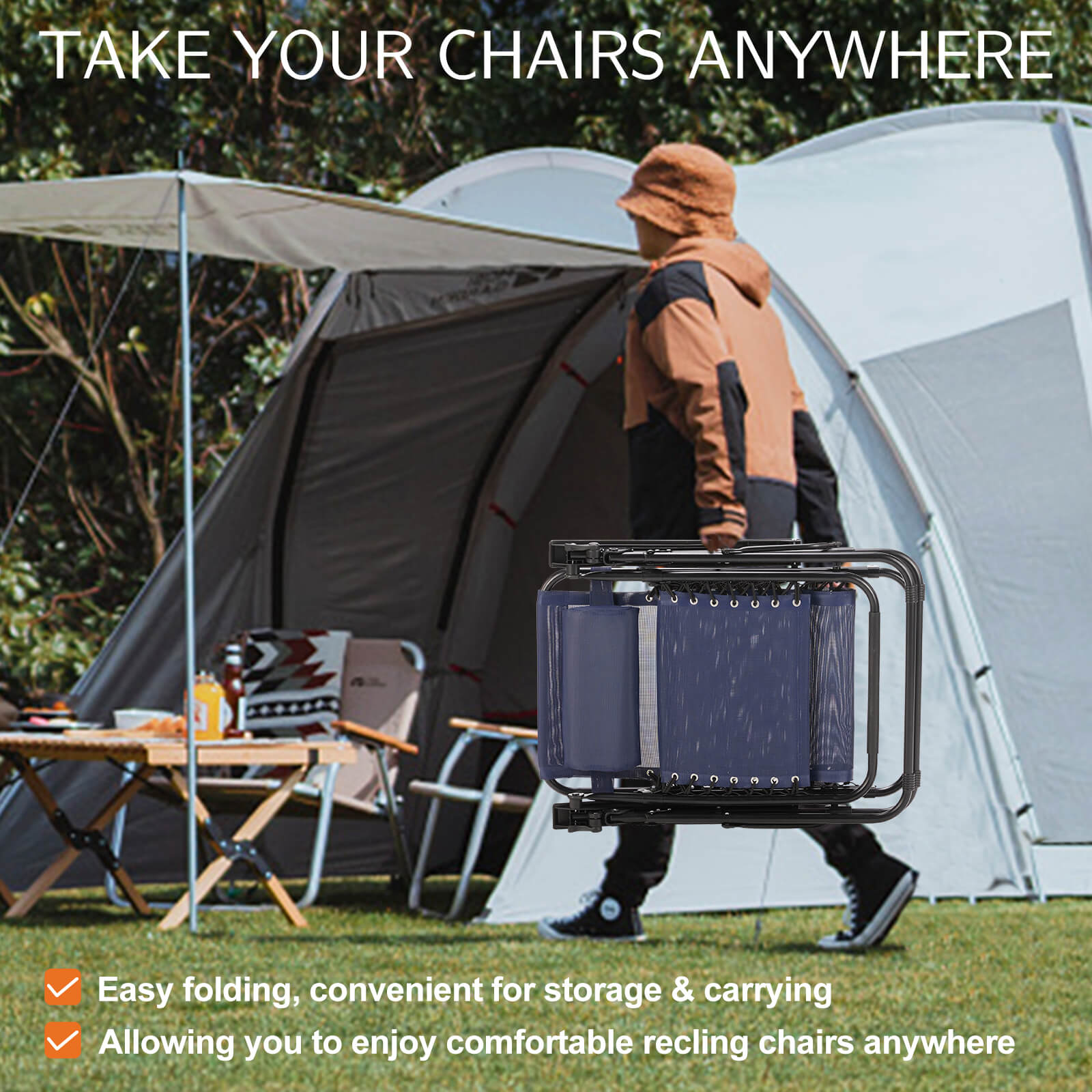 Folding Zero-Gravity Chaise Lounge Set of 2