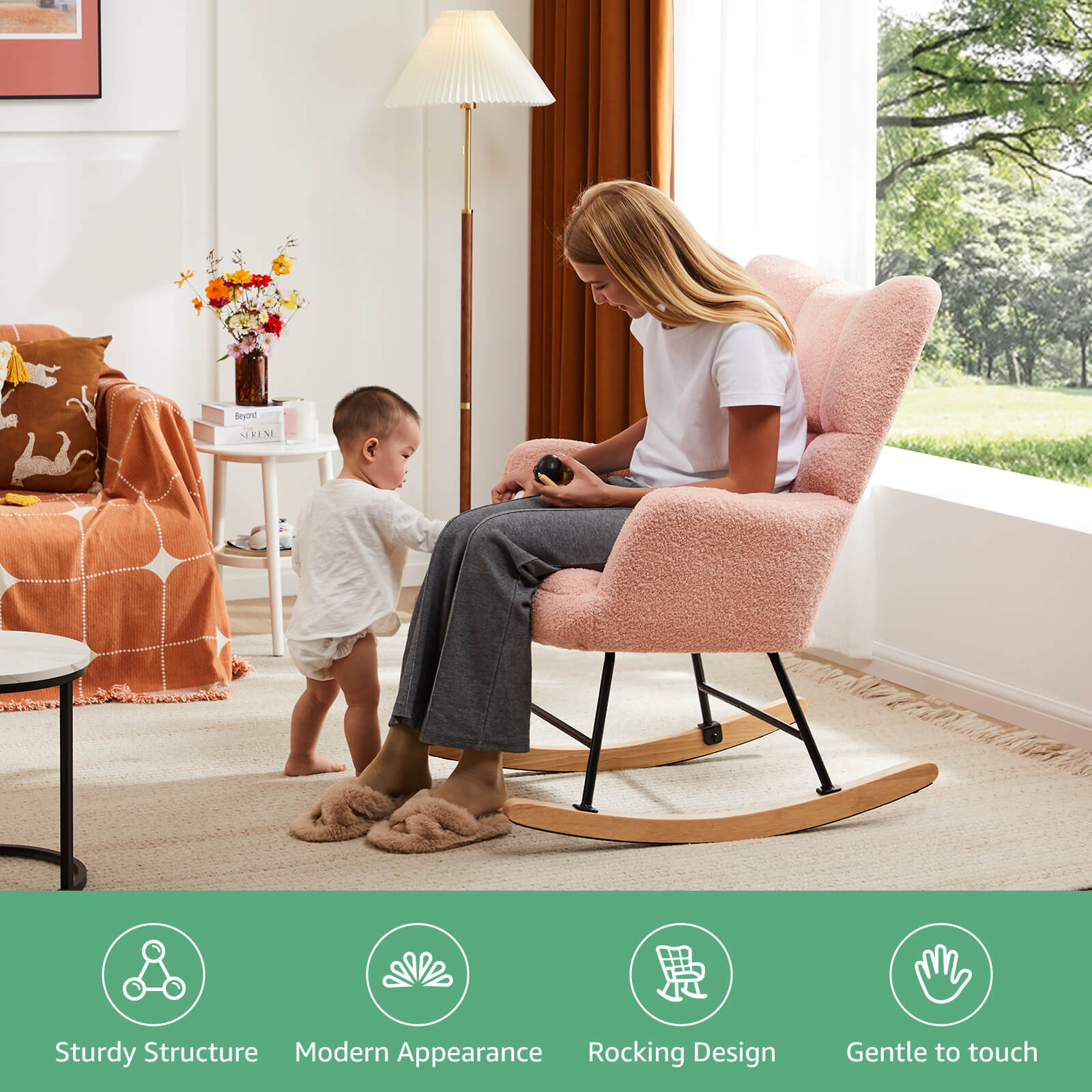 Padded Teddy Upholstered Nursery Rocking Chair