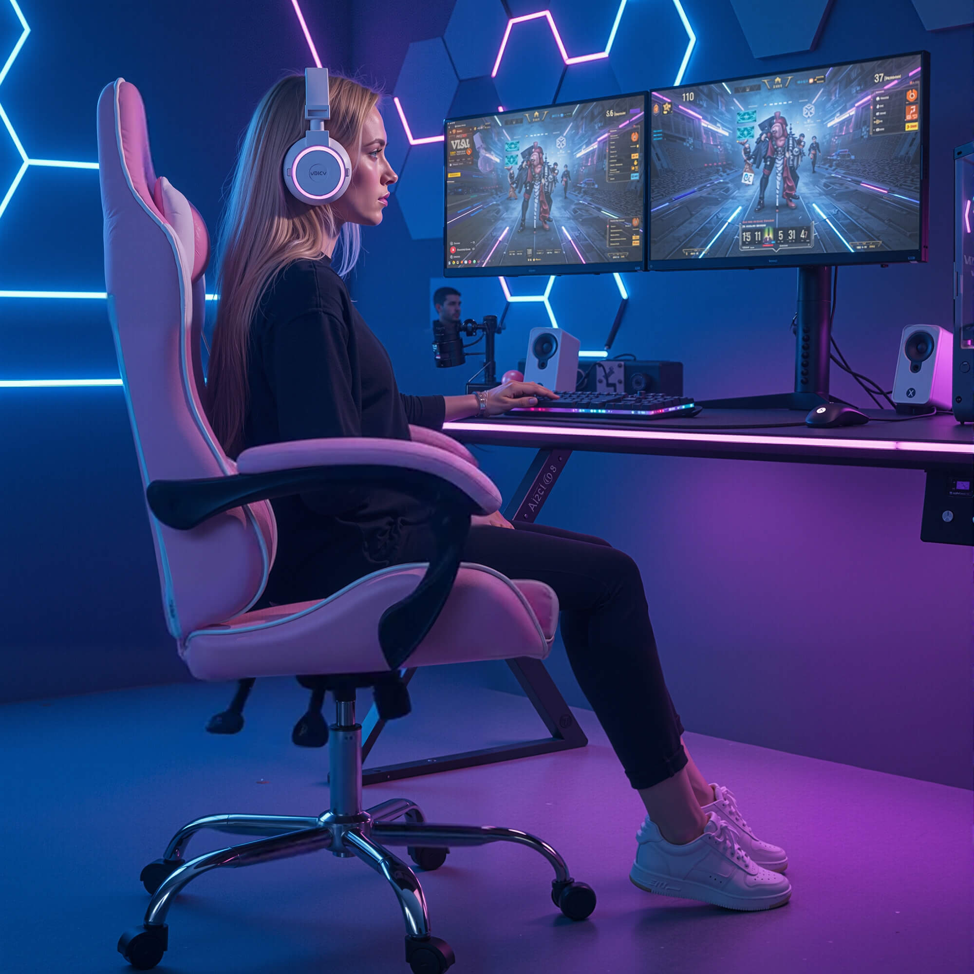 Gaming Chair with Footrest and Lumbar Support