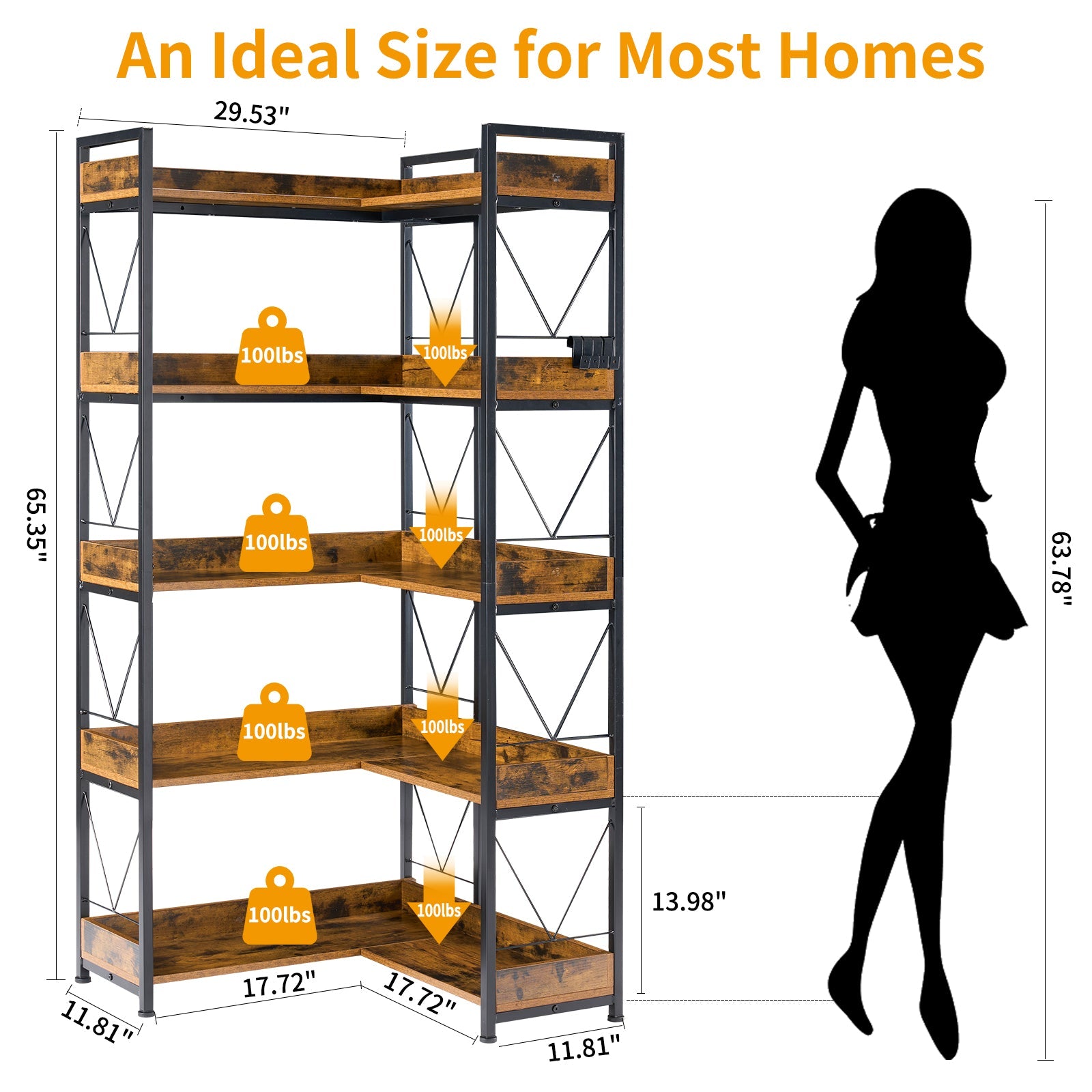 65" 5-Tier L-Shaped Corner Shelf