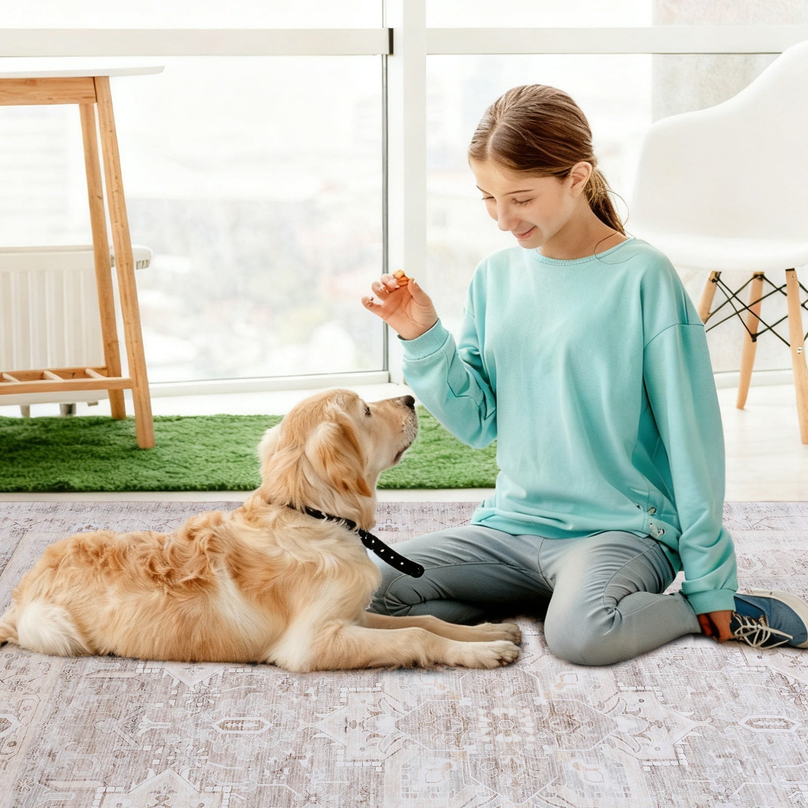Washable Low-Pile Polyester Area Rug