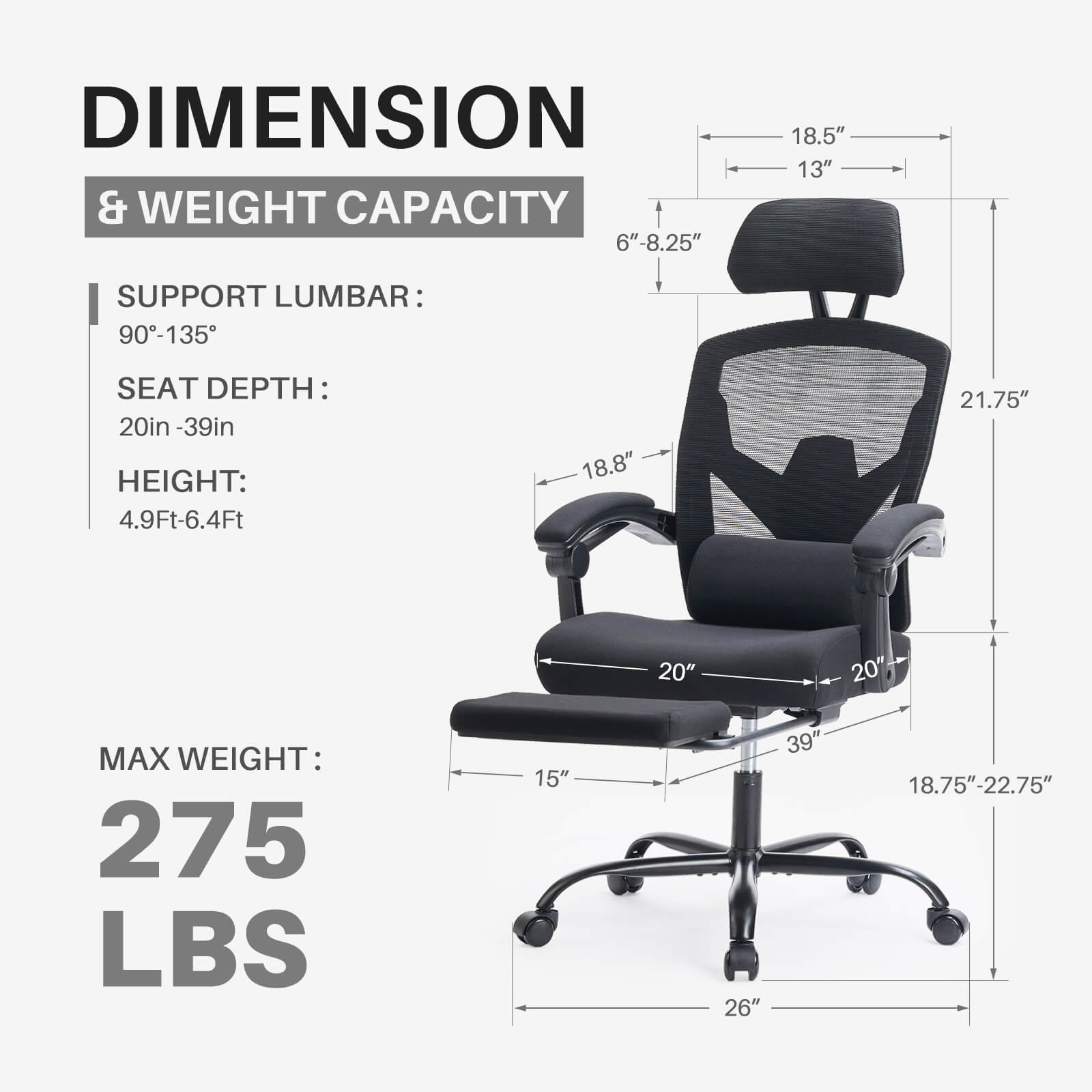 Retractable Footrest Swivel Office Chair
