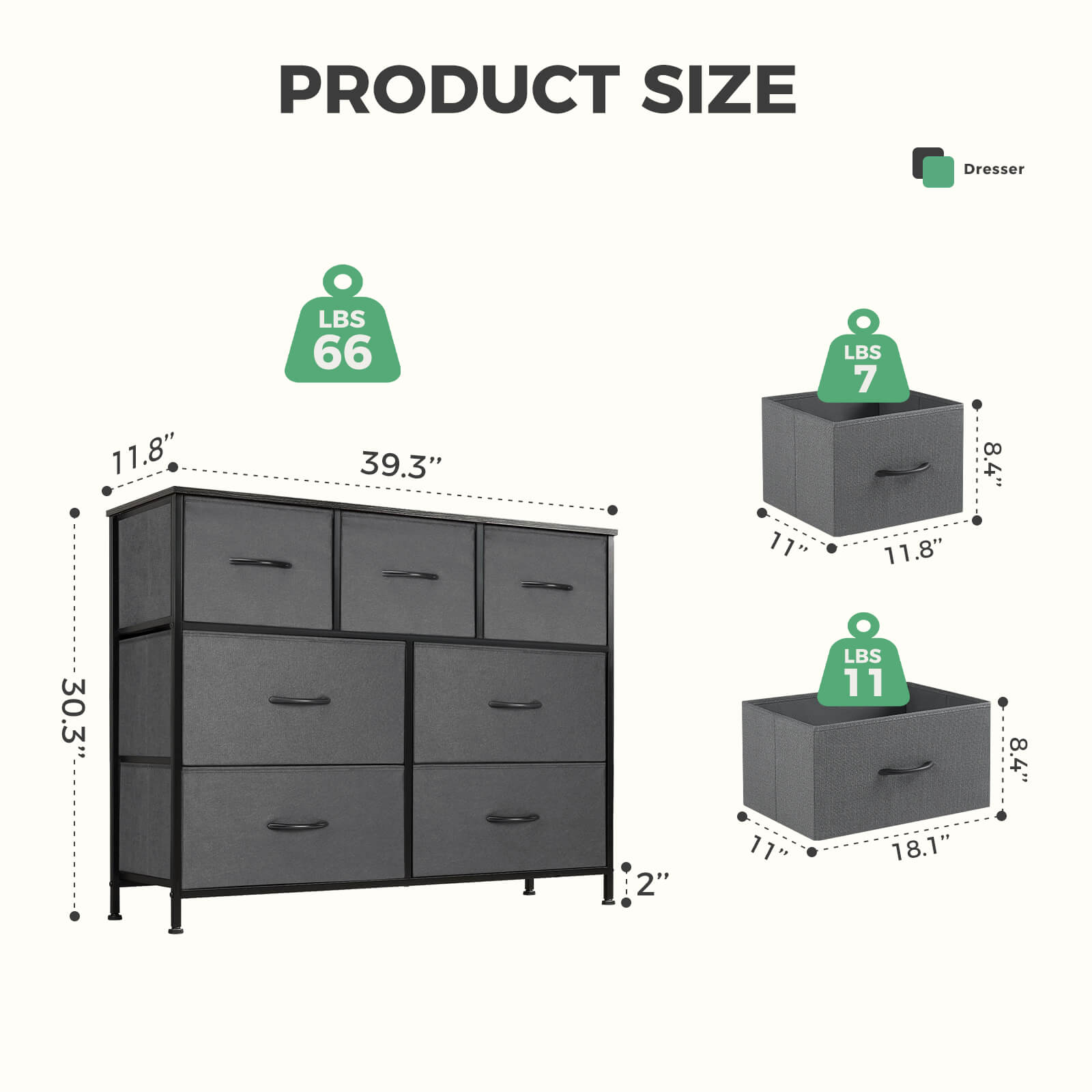 7-Drawer Wooden Top Storage Dresser
