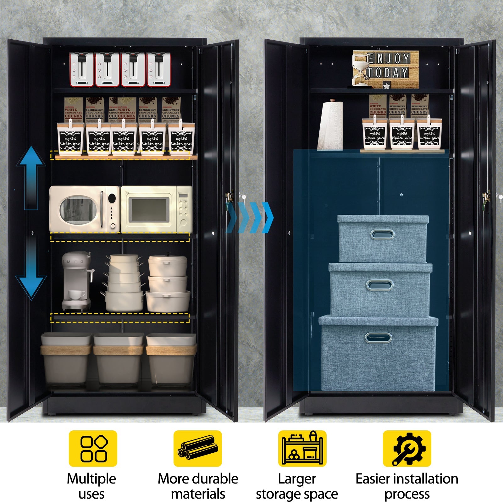 Lockable Steel Storage Cabinet with Wheels