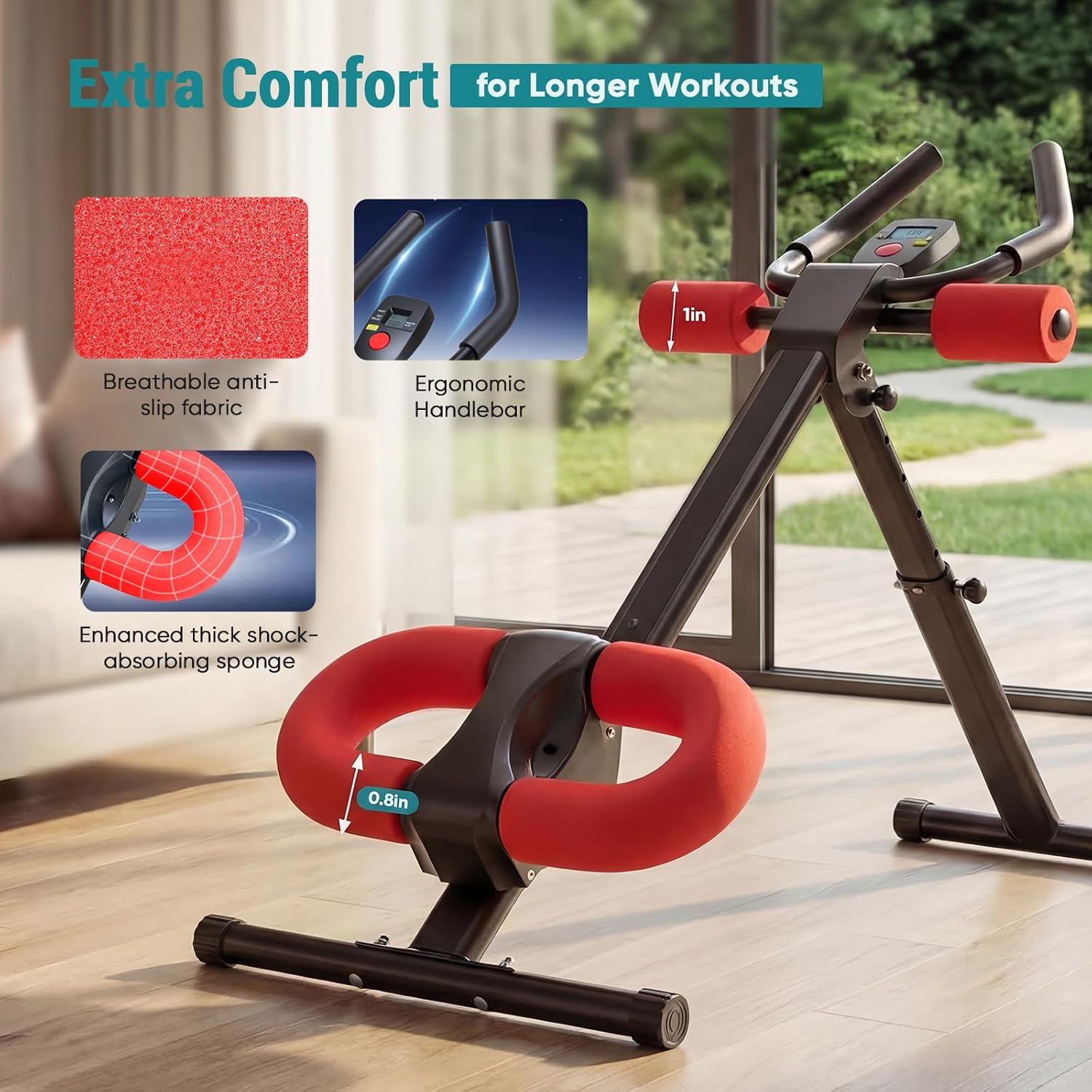 Ab Machine with LCD Display – Adjustable Incline & Height, Foldable Core Trainer, 440 lb Capacity