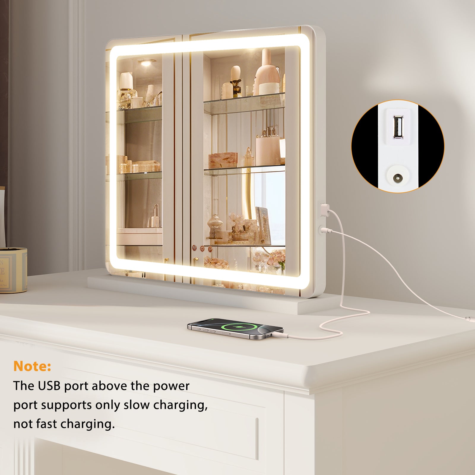 WareBay LED Vanity Mirror with Lights - Dimmable 3 Color Modes
