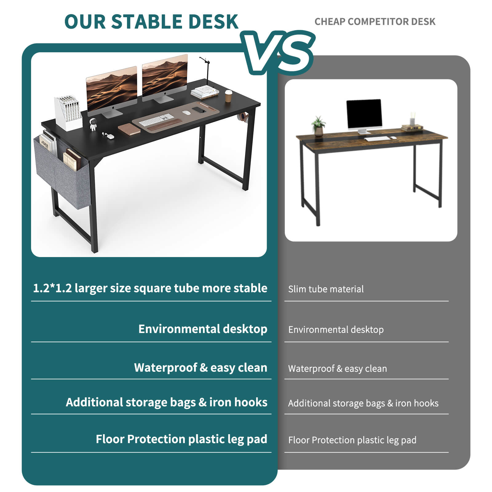 Organizer Computer Desk with Storage Pockets