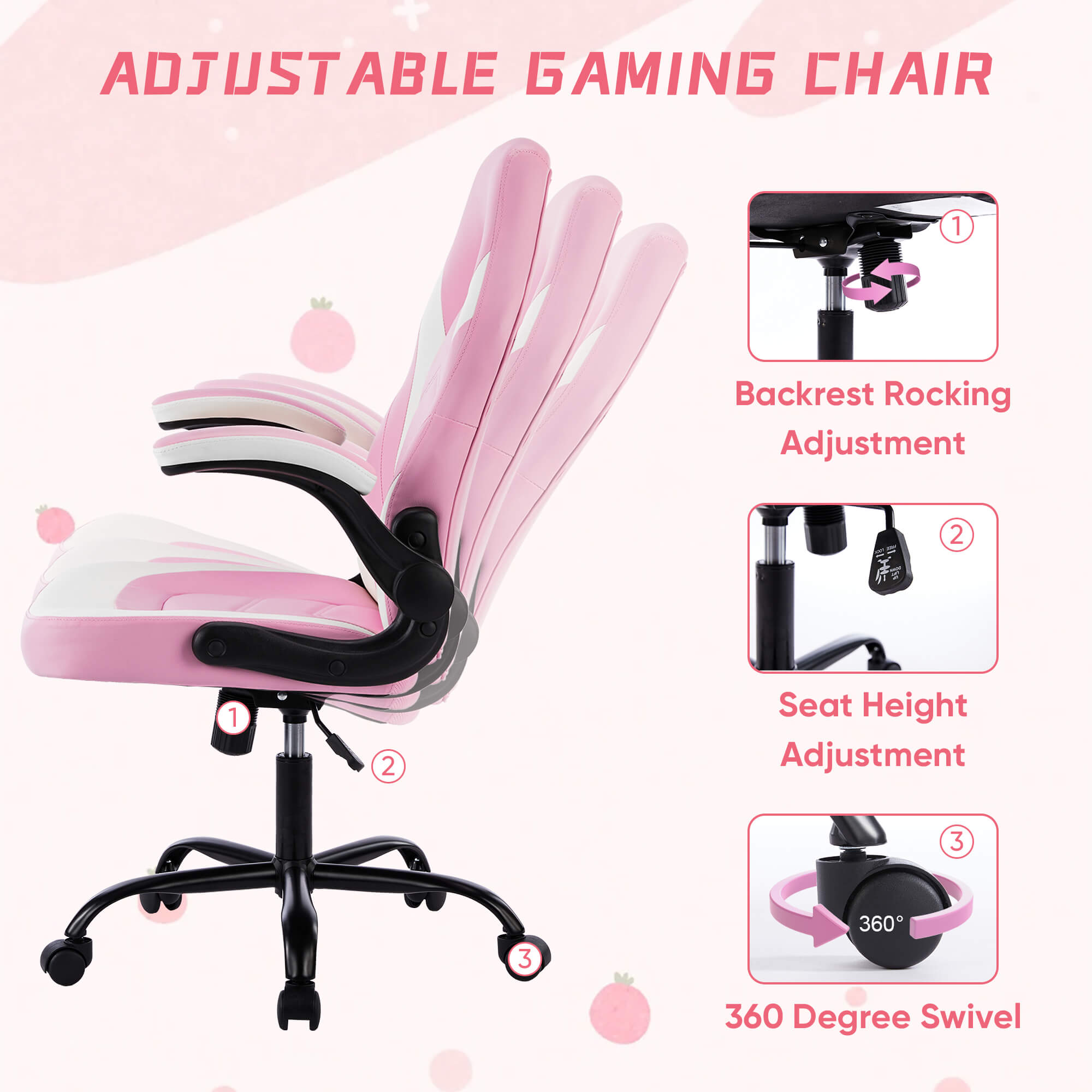 Leather Gaming Chair Height Adjustable