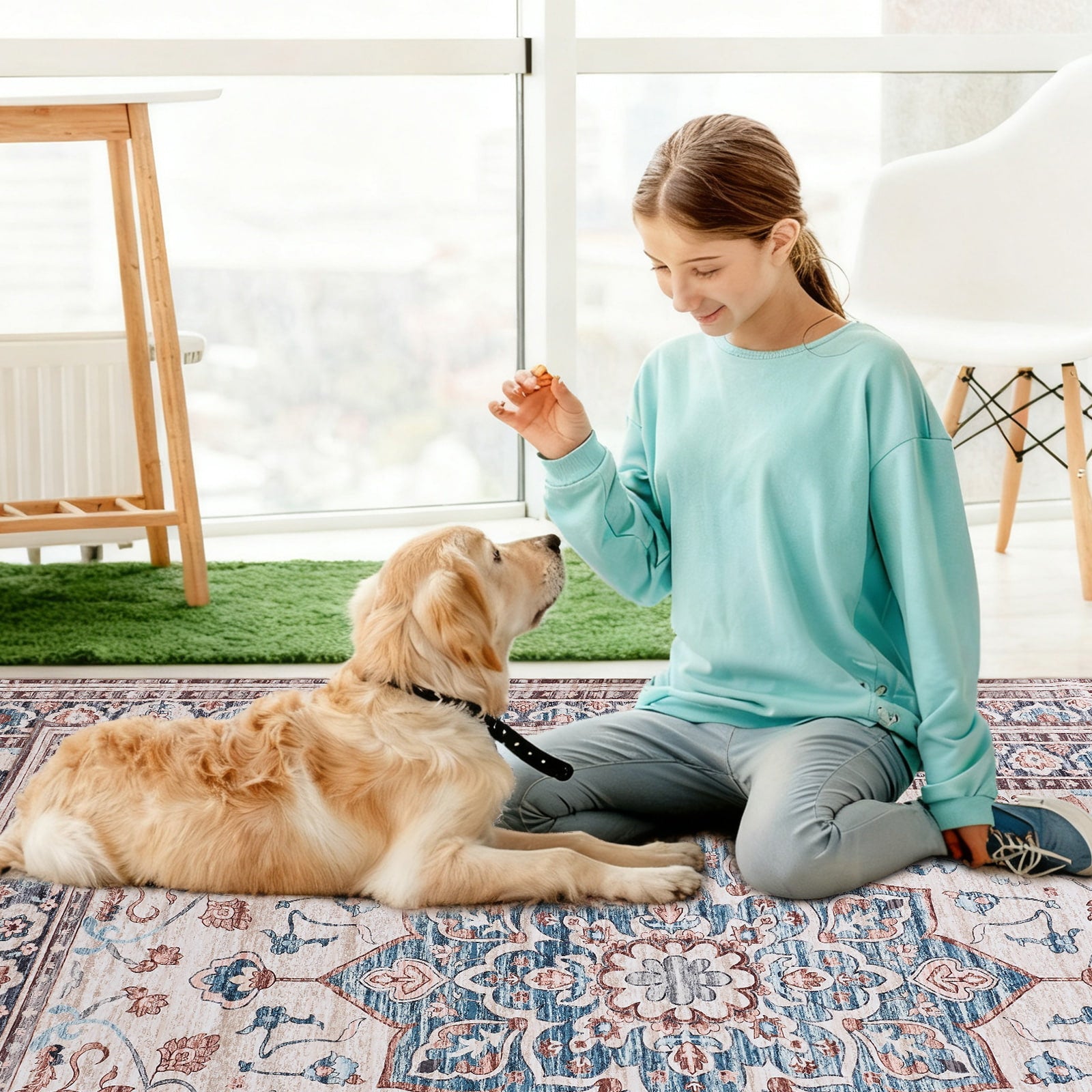 Washable Low-Pile Polyester Area Rug