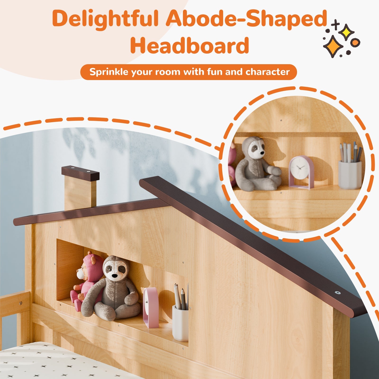 Solid Wood Twin House Bed Frame