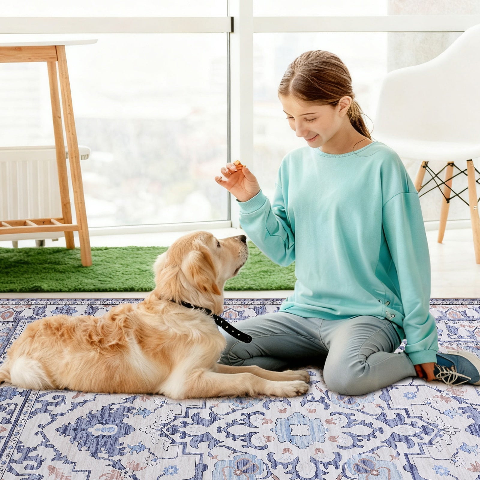 Washable Low-Pile Polyester Area Rug
