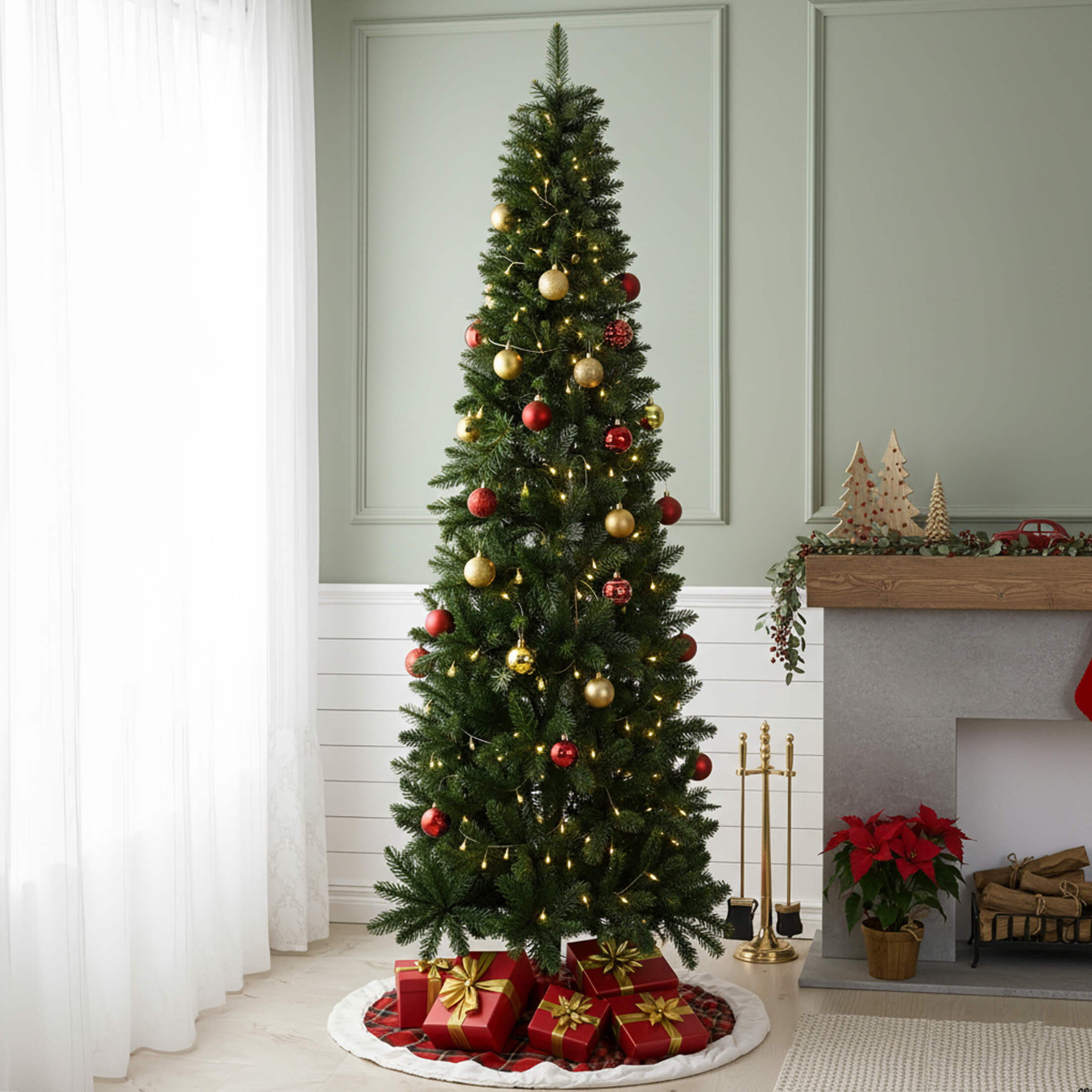 Pre-Lit Artificial Fir Christmas Pencil Tree