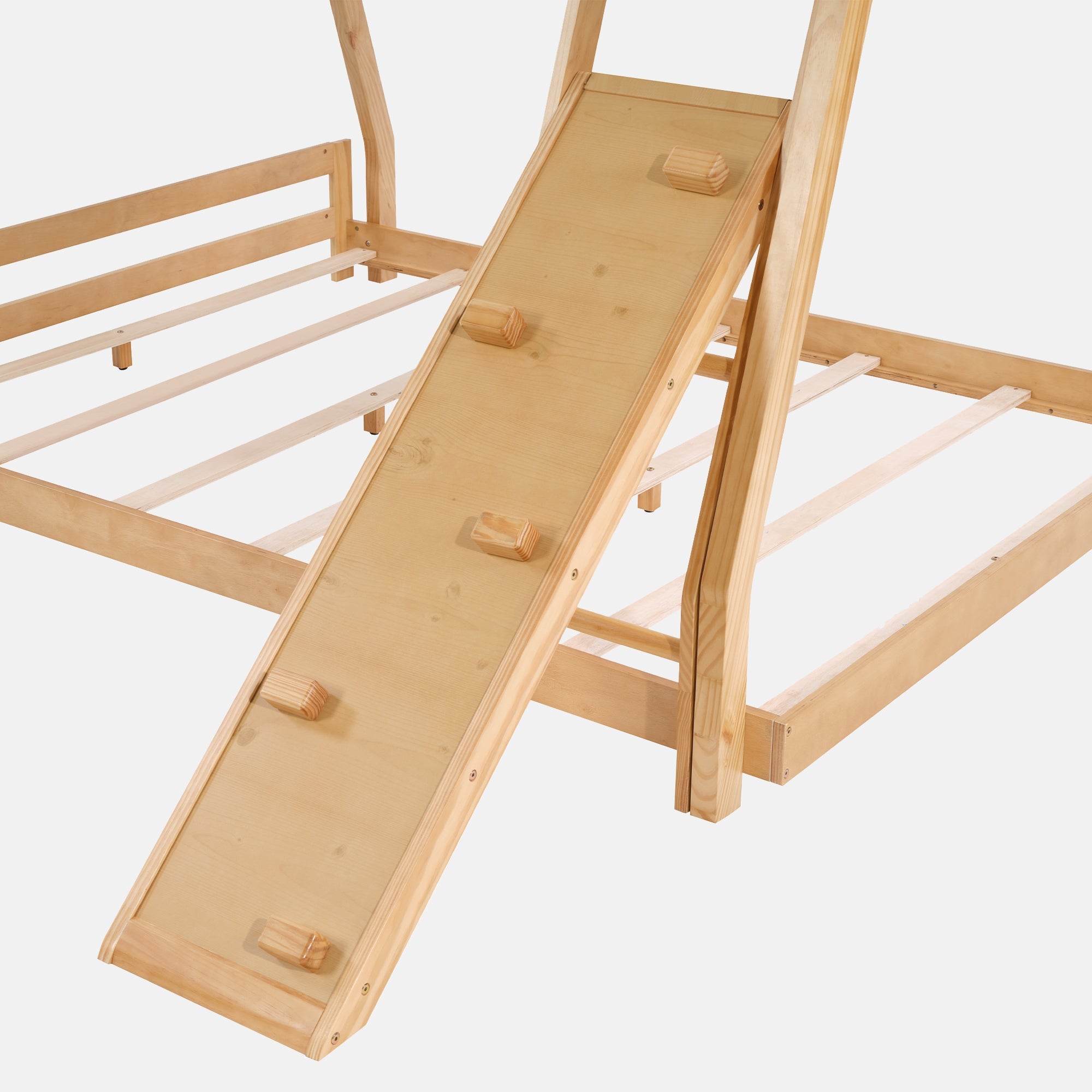 Twin Over Full Bunk Bed with Climbing Net & Slide