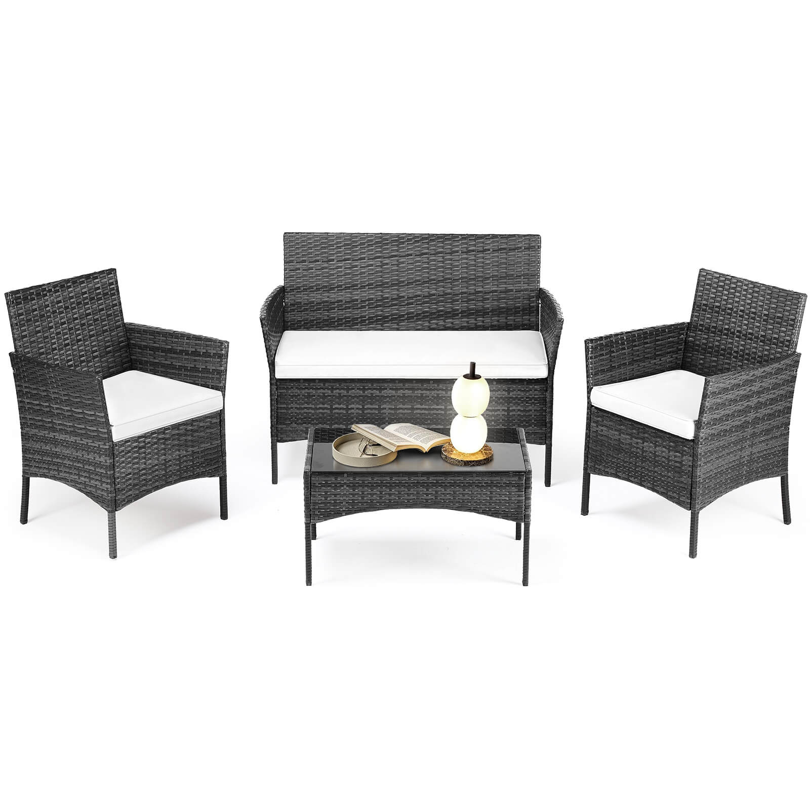 Brown Gray Resin Wicker Patio Rattan Set