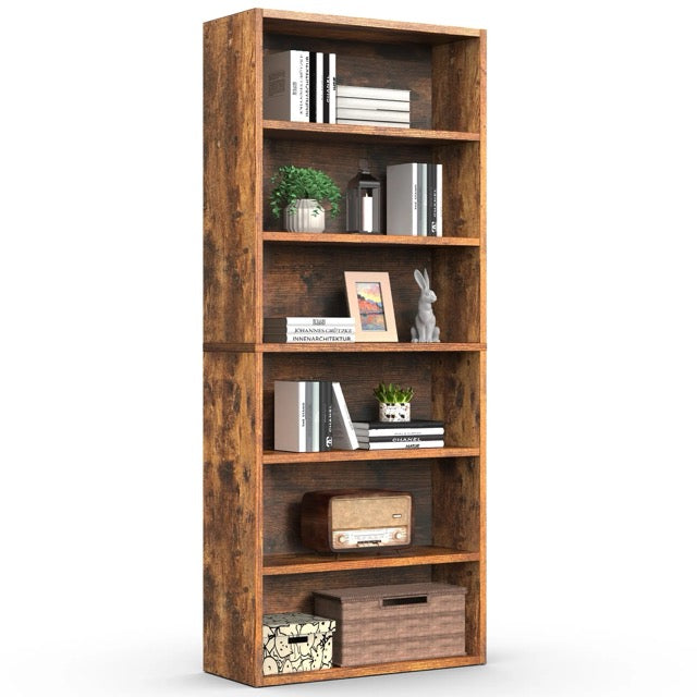 Industrial 5 & 6-Tier Bookcase | 53"/63" Tall Open Bookshelf for Home Office, Living Room & Bedroom