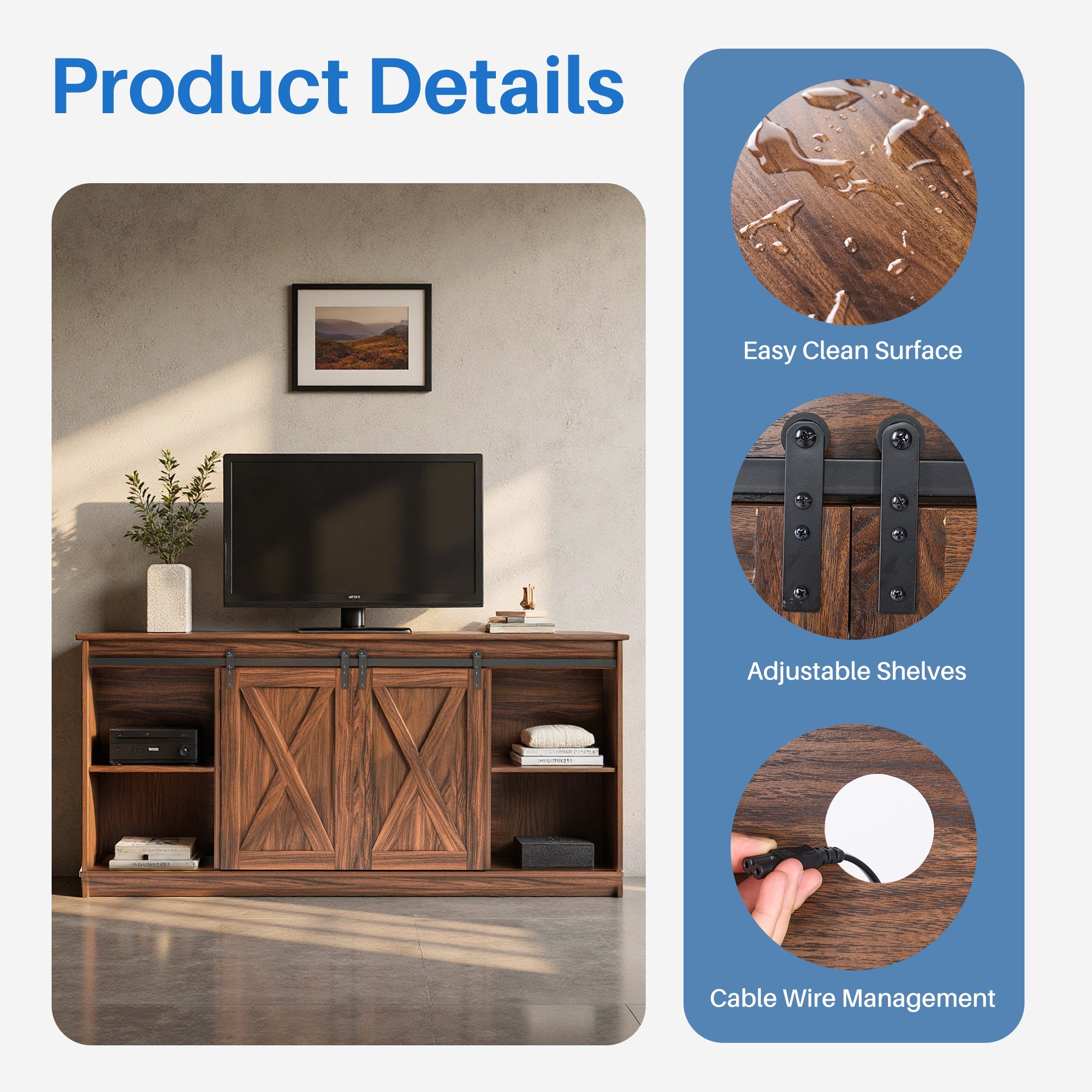 EDX Farmhouse TV Stand with Storage