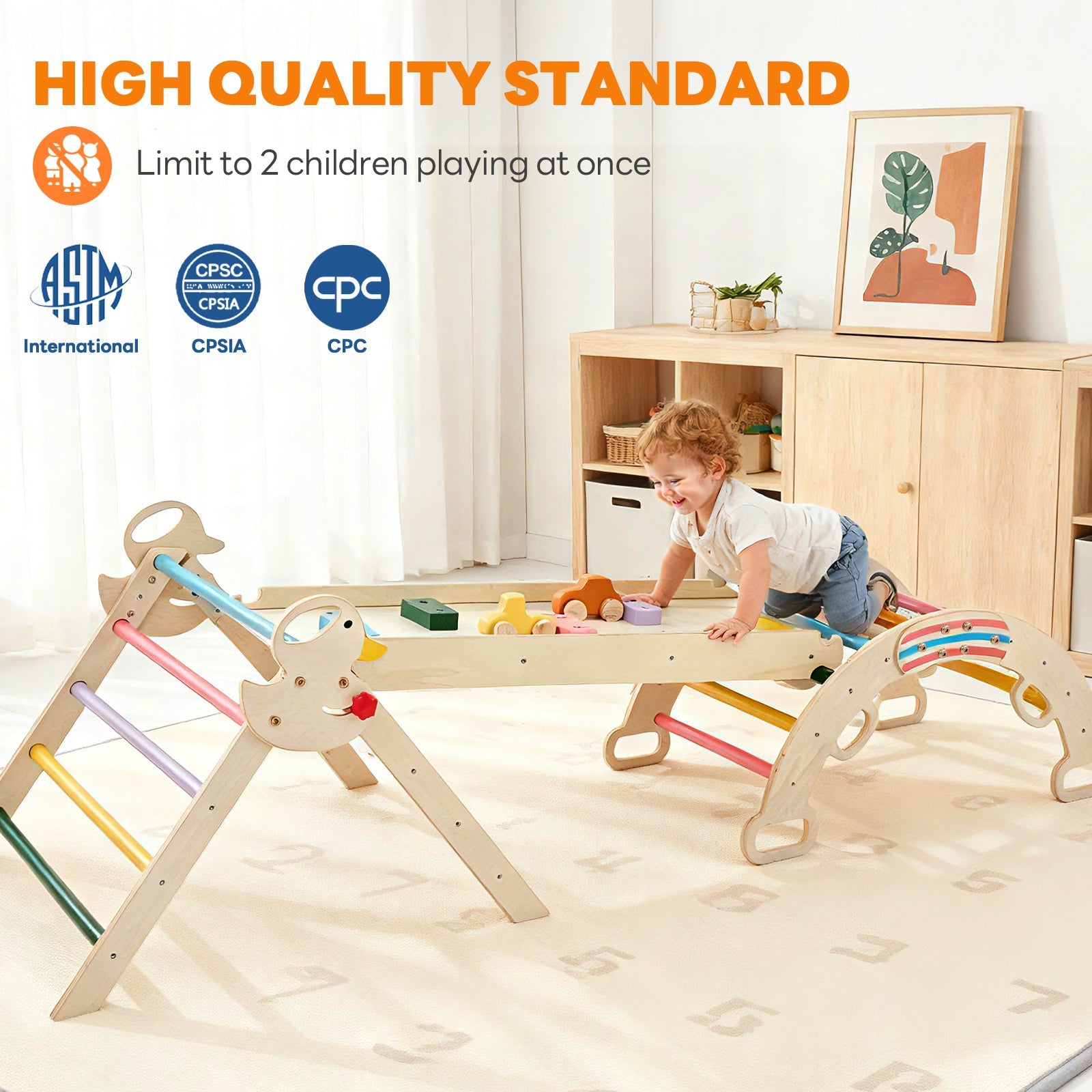 9-in-1 Foldable Wooden Montessori Climbing Playset