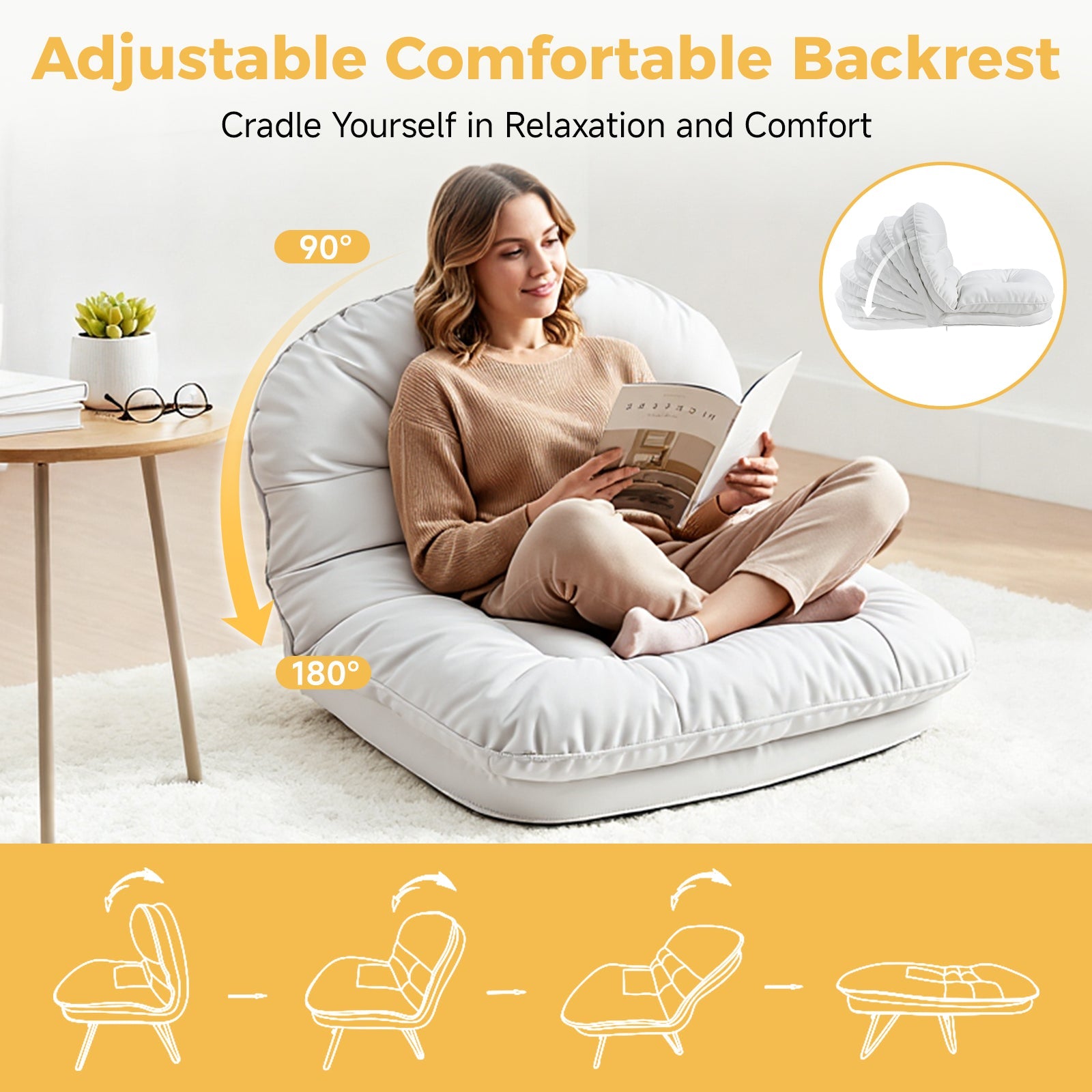 Foldable Cushioned Saucer Lounge Chair