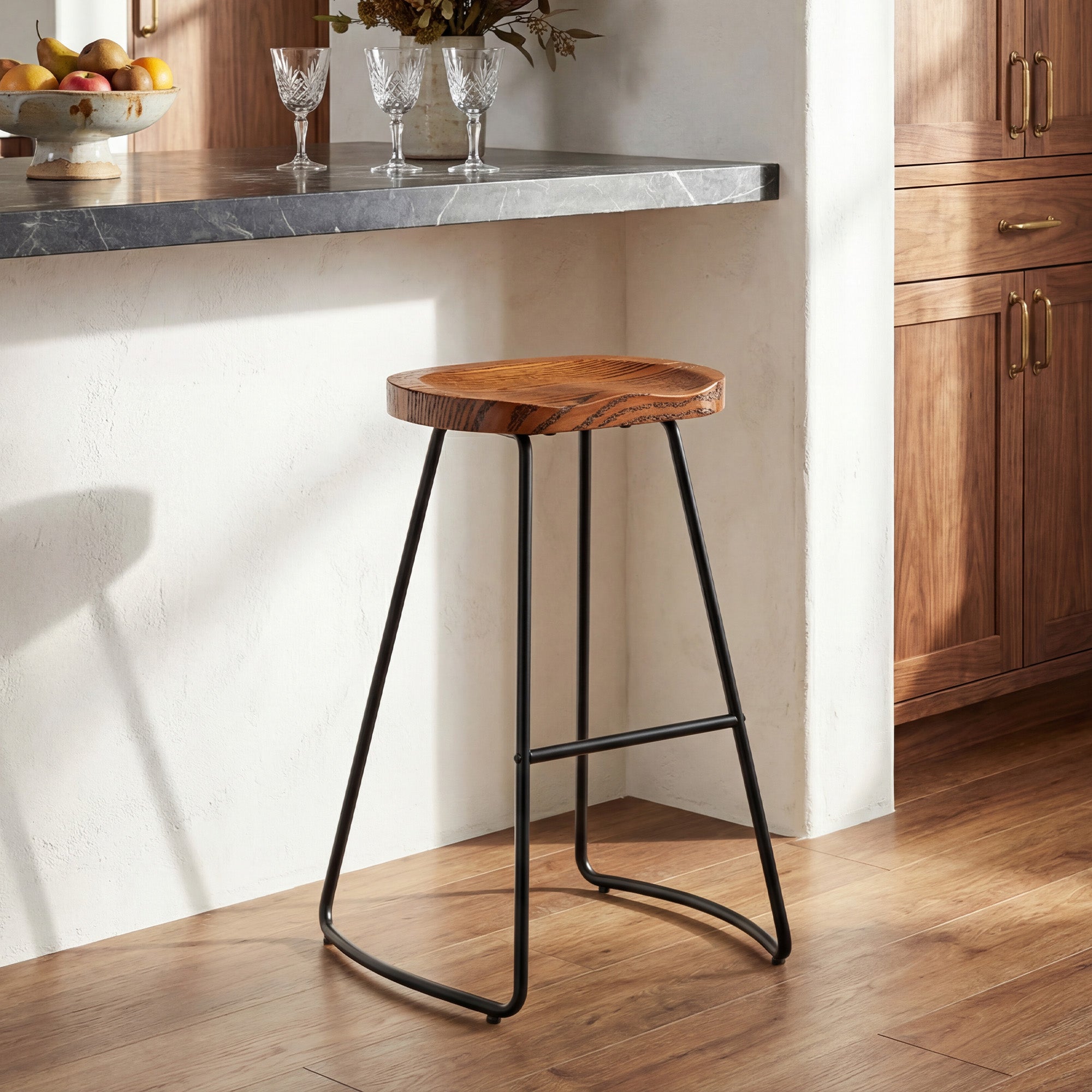 Wooden Counter Height Bar Stool