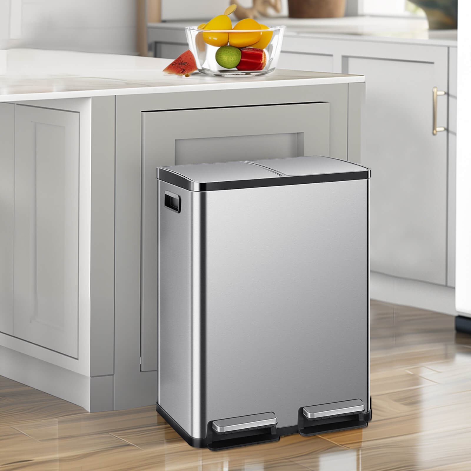 Stainless Steel 16-Gallon Pedal Trash Can