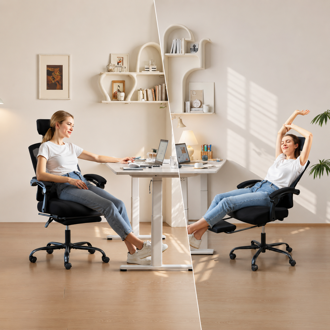 Retractable Footrest Swivel Office Chair