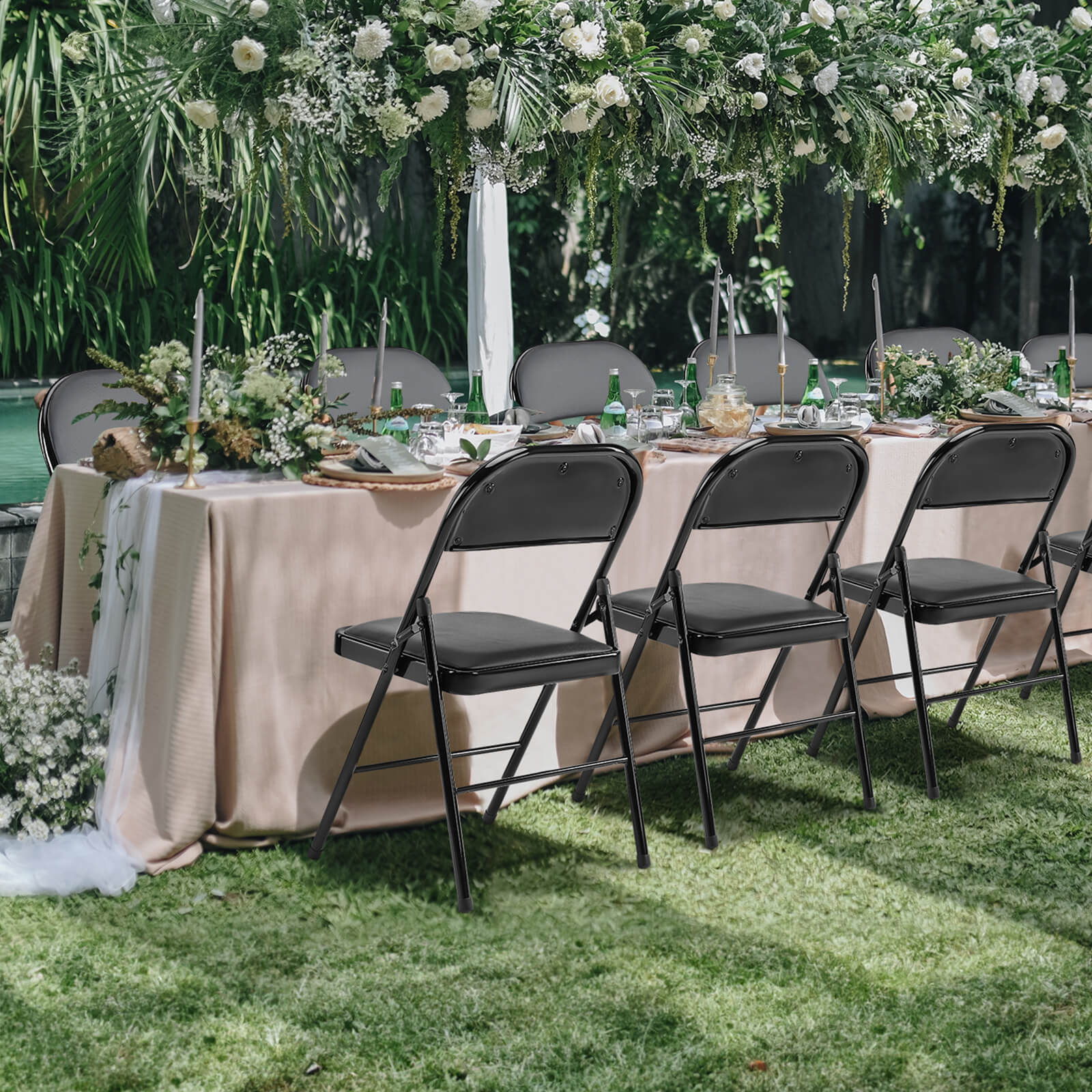 Leather Folding Chair Black