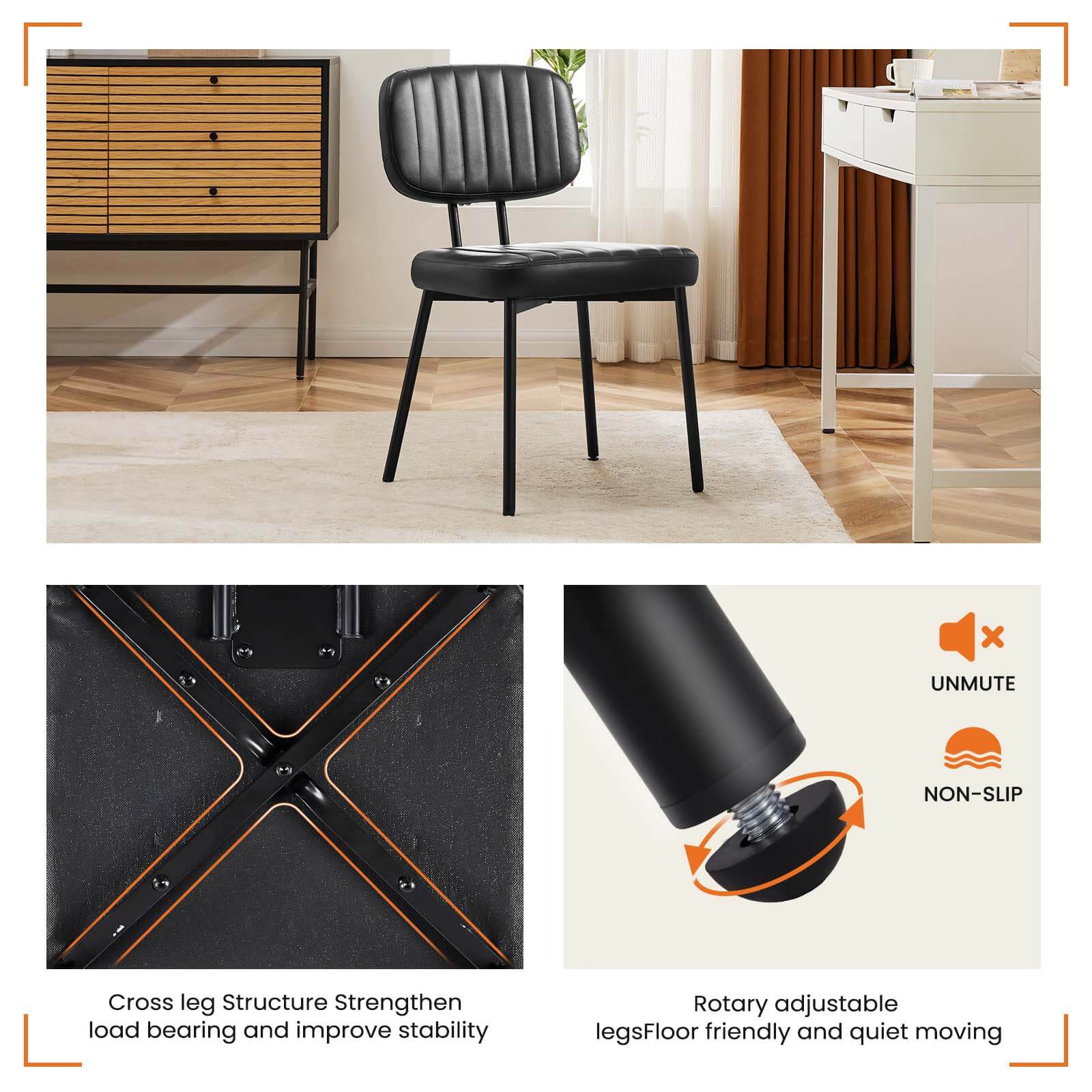 Modern Faux Leather Dining Chairs Set of 2