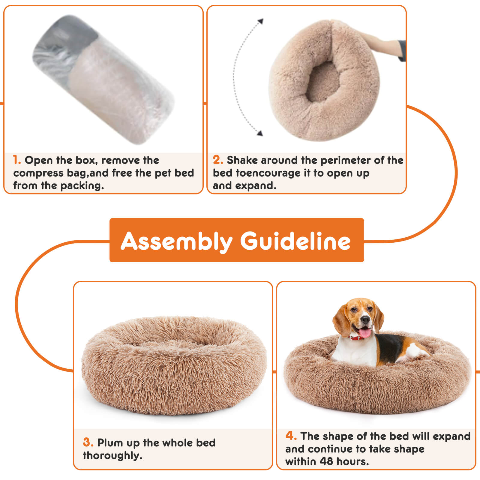 Round Faux Fur Pet Calming Bed