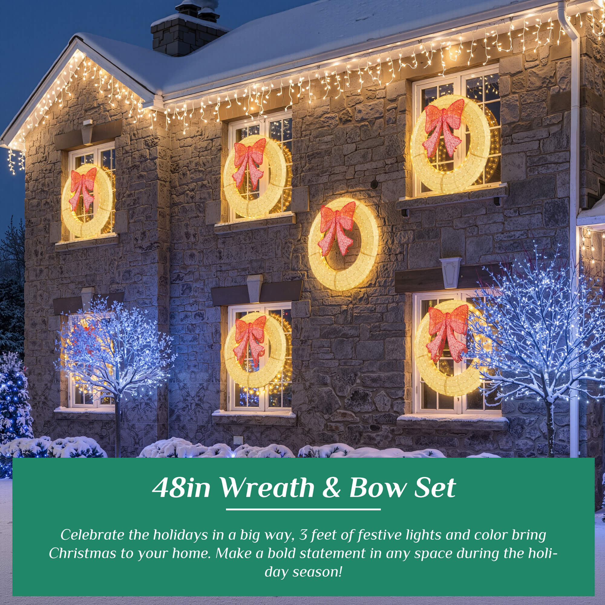 LED Illuminated Christmas Wreath with Remote