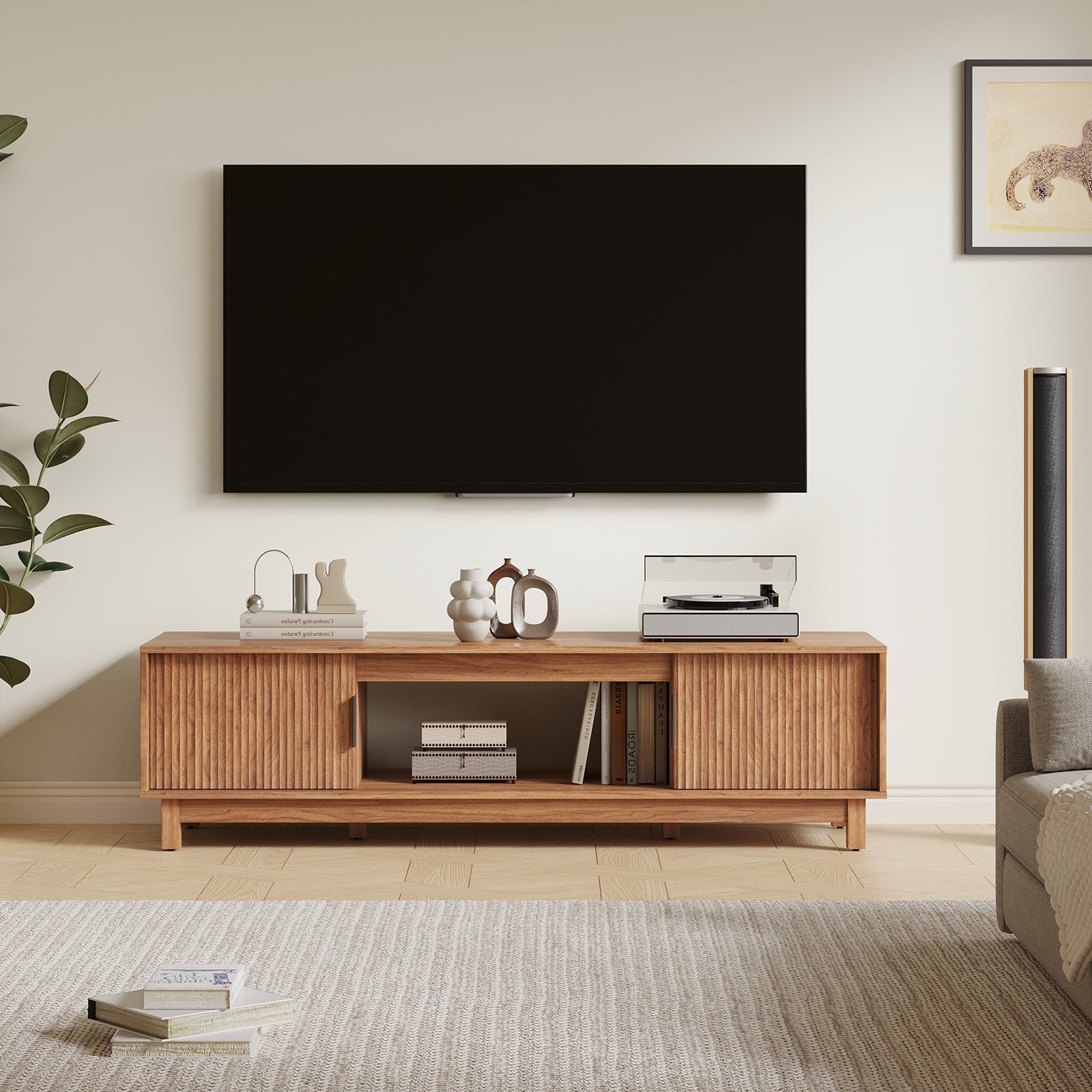 Boho Rattan TV Stand 65 Inch