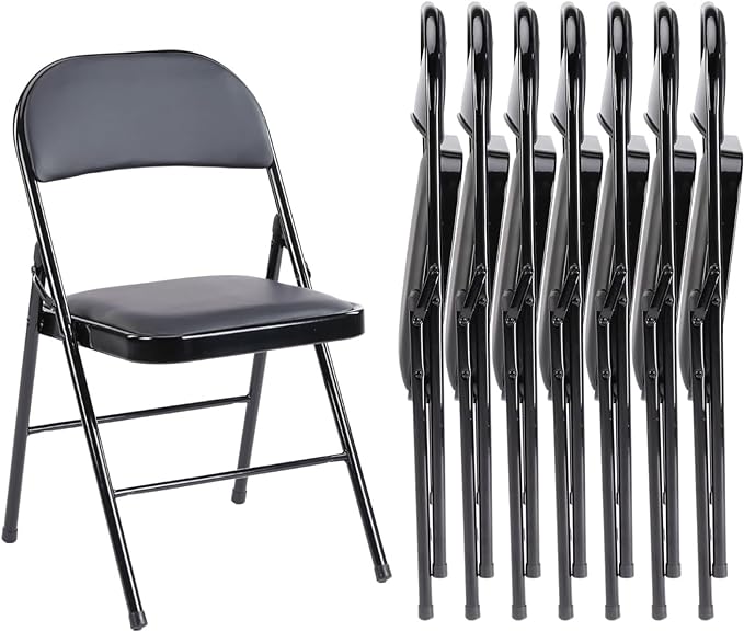 Leather Folding Chair Black