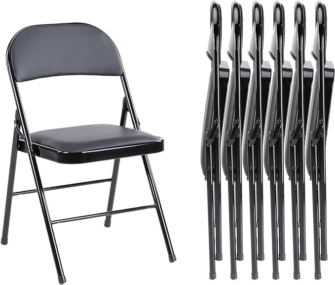 Leather Folding Chair Black