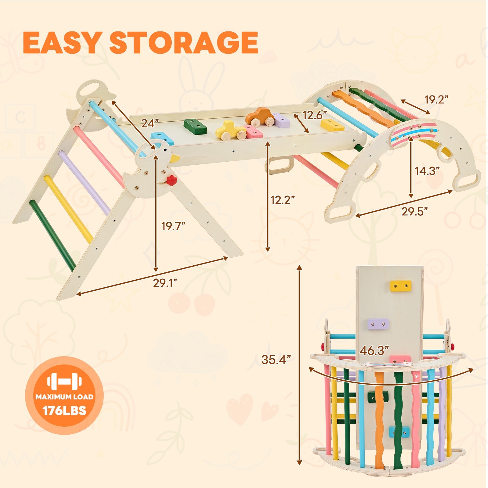 9-in-1 Foldable Wooden Montessori Climbing Playset