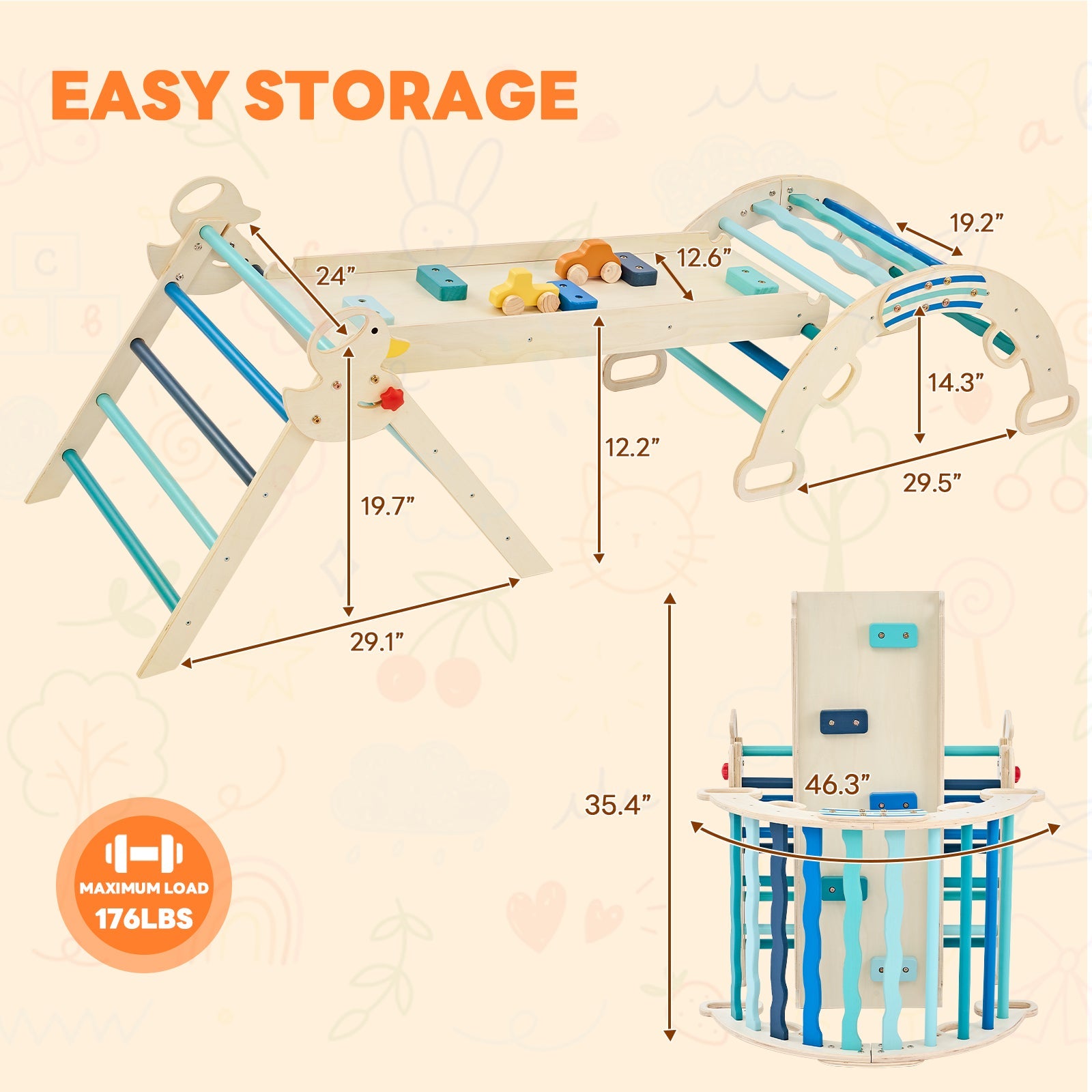 9-in-1 Foldable Wooden Montessori Climbing Playset