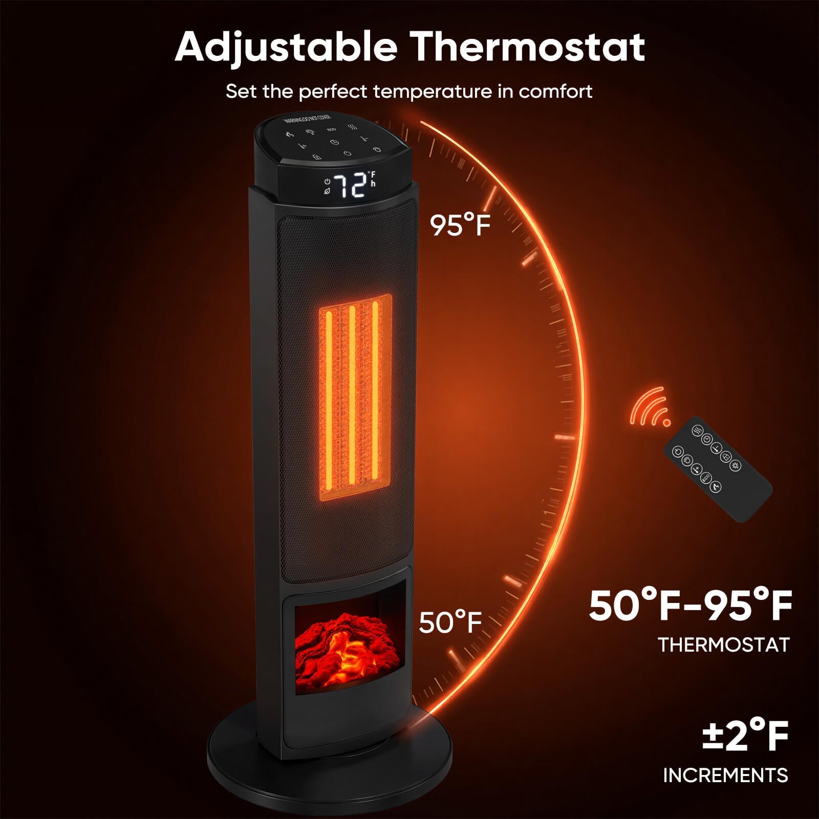 HaloFlame Electric Fireplace Tower Heater