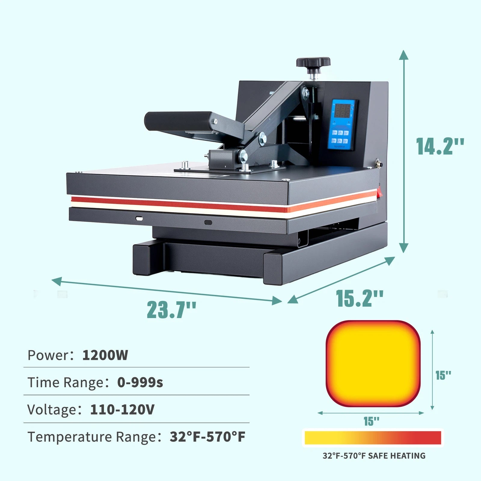 15x15 inch 1200W Heat Press Machine