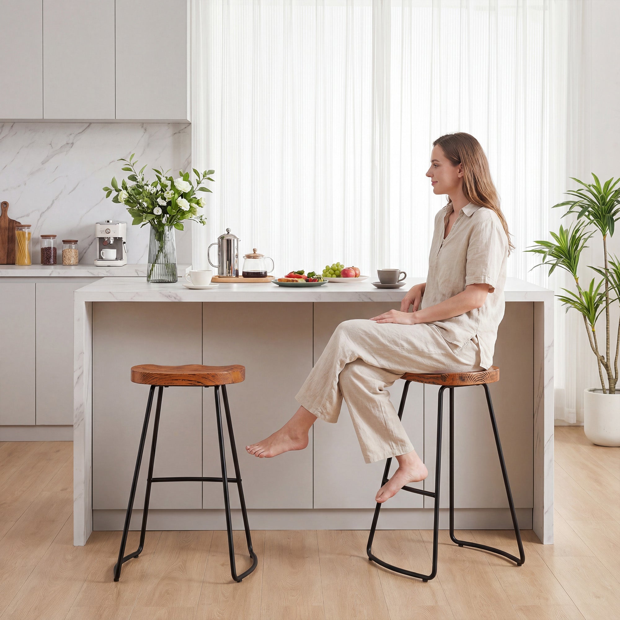 Wooden Counter Height Bar Stool