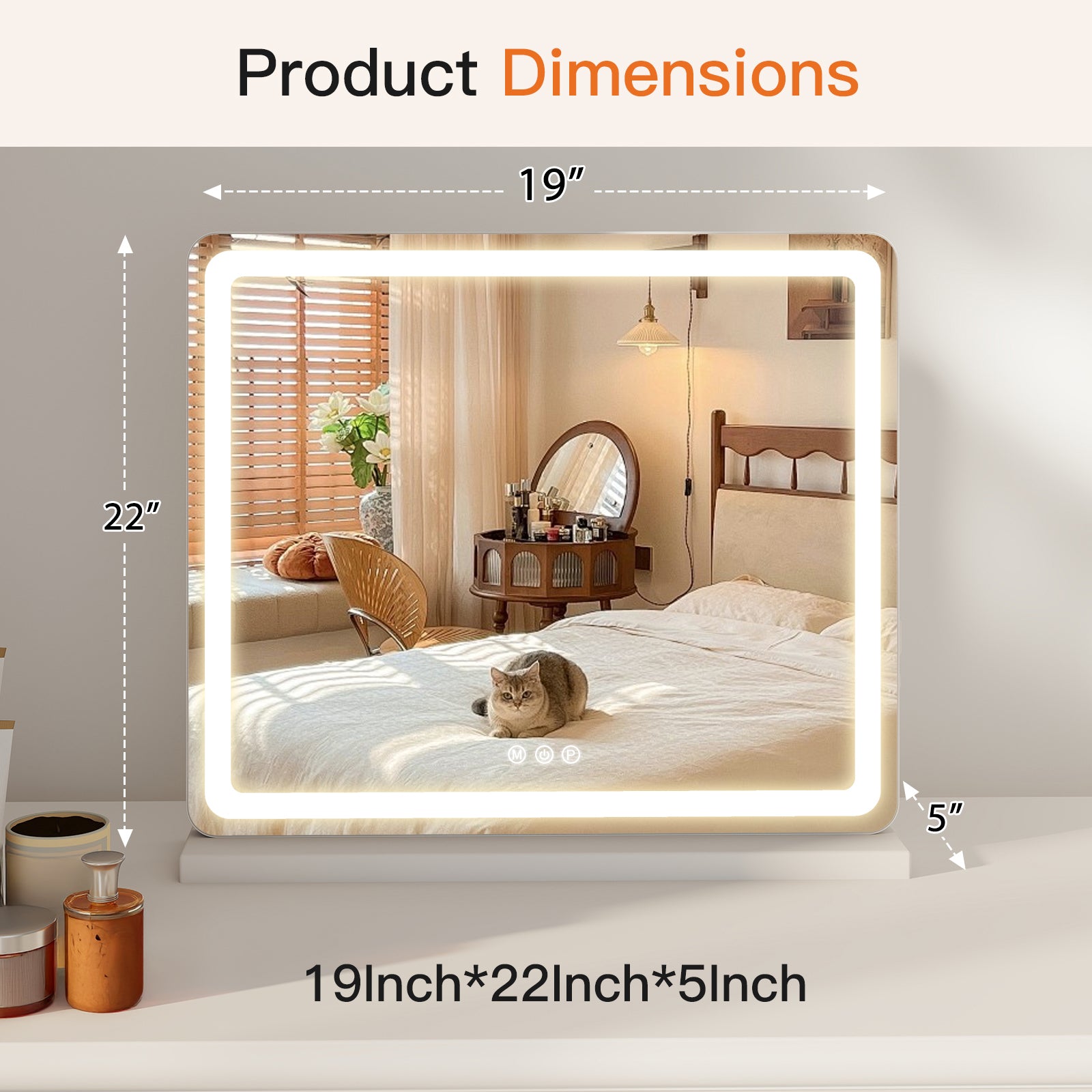 WareBay LED Vanity Mirror with Lights - Dimmable 3 Color Modes