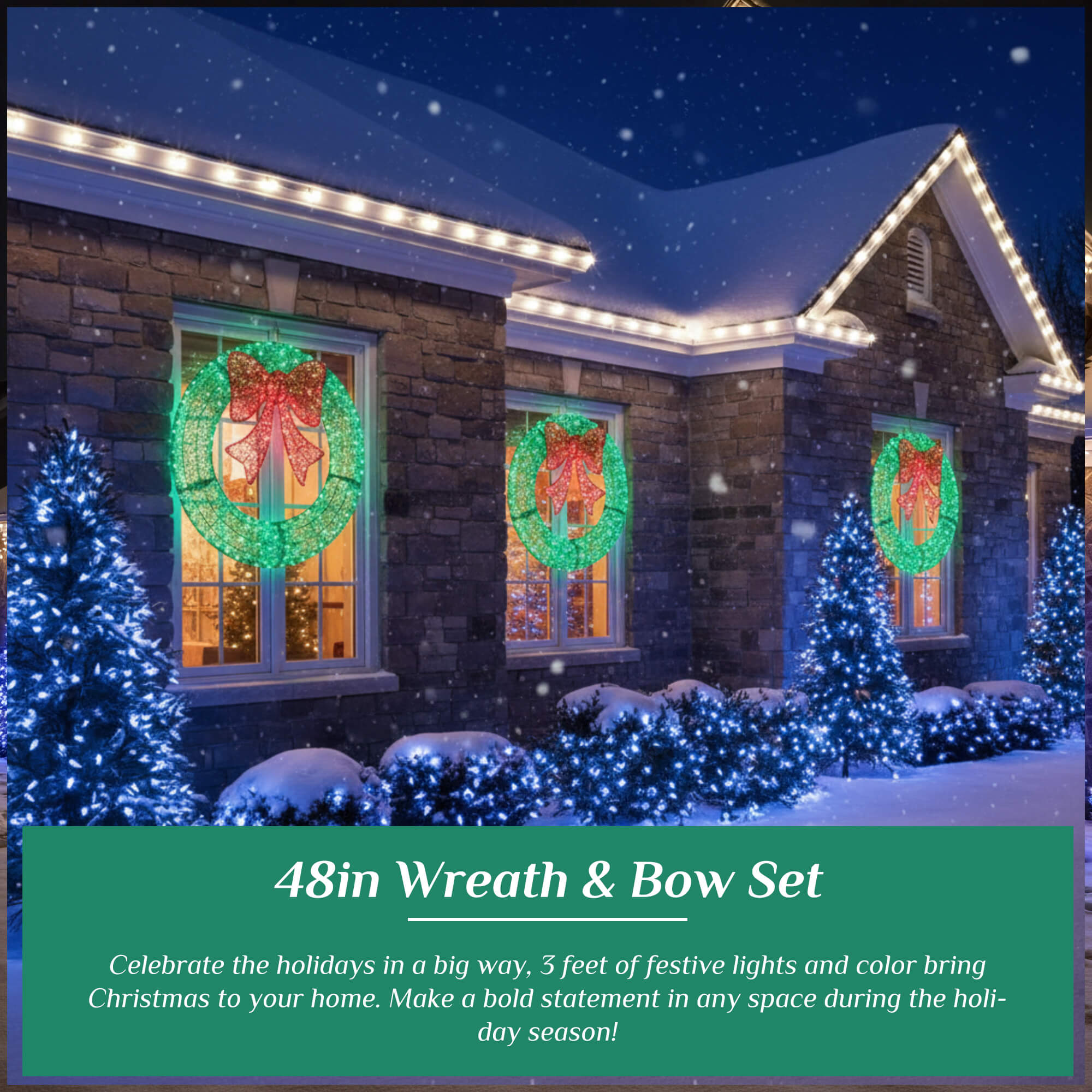 LED Illuminated Christmas Wreath with Remote